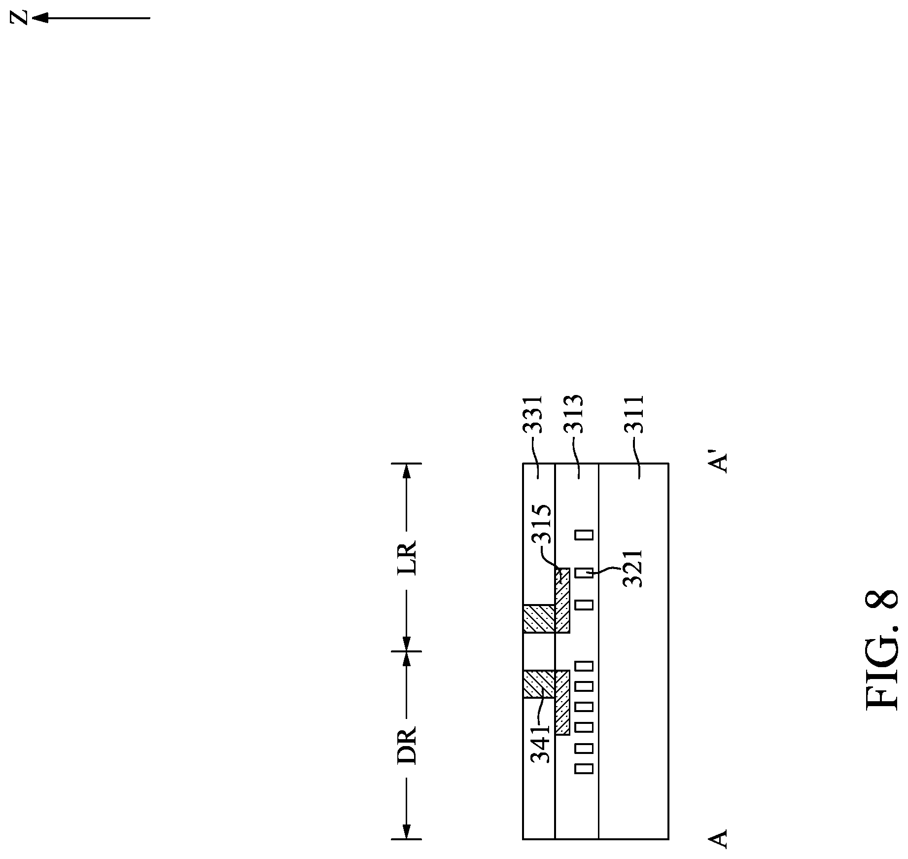 Patent US12315793 Figure 8 – Semiconductor device with redistribution plugs