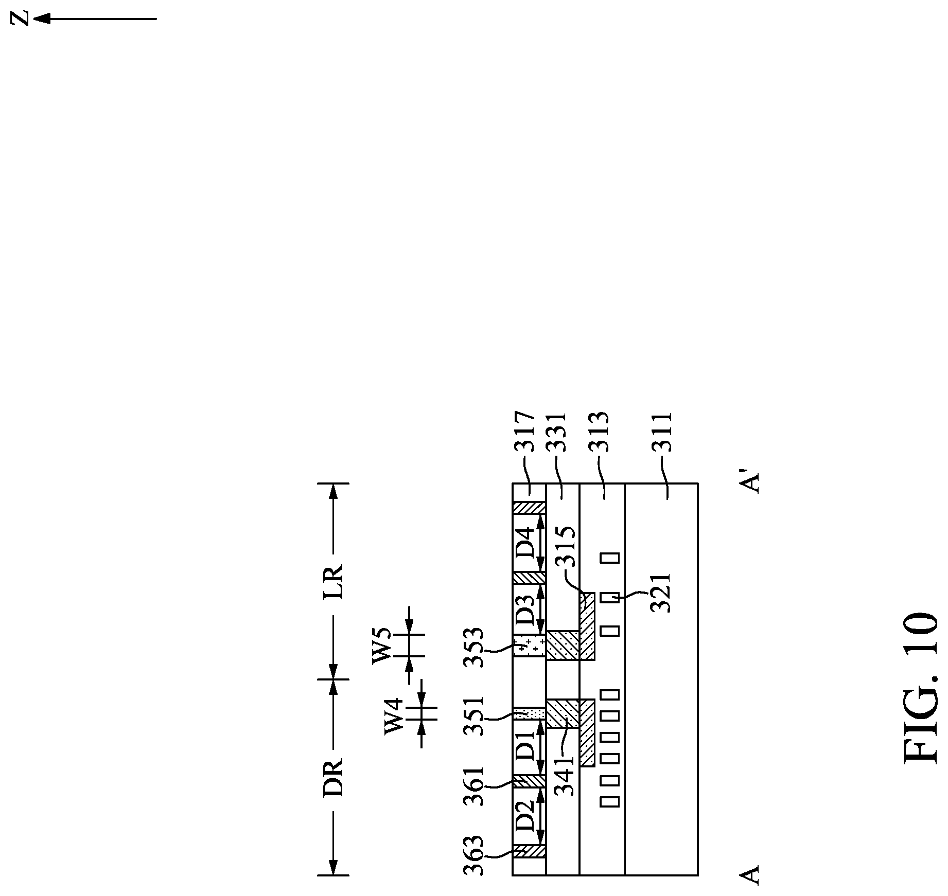 Patent US12315793 Figure 10 – Semiconductor device with redistribution plugs