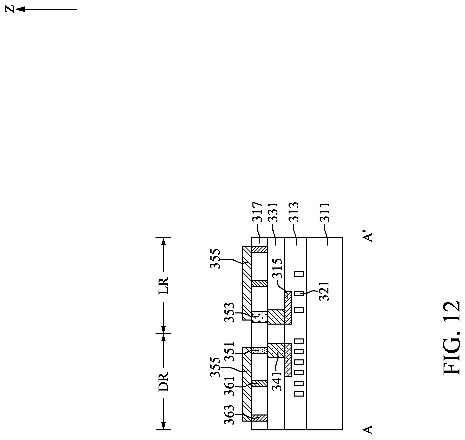 Patent US12315793 Figure 12 – Semiconductor device with redistribution plugs