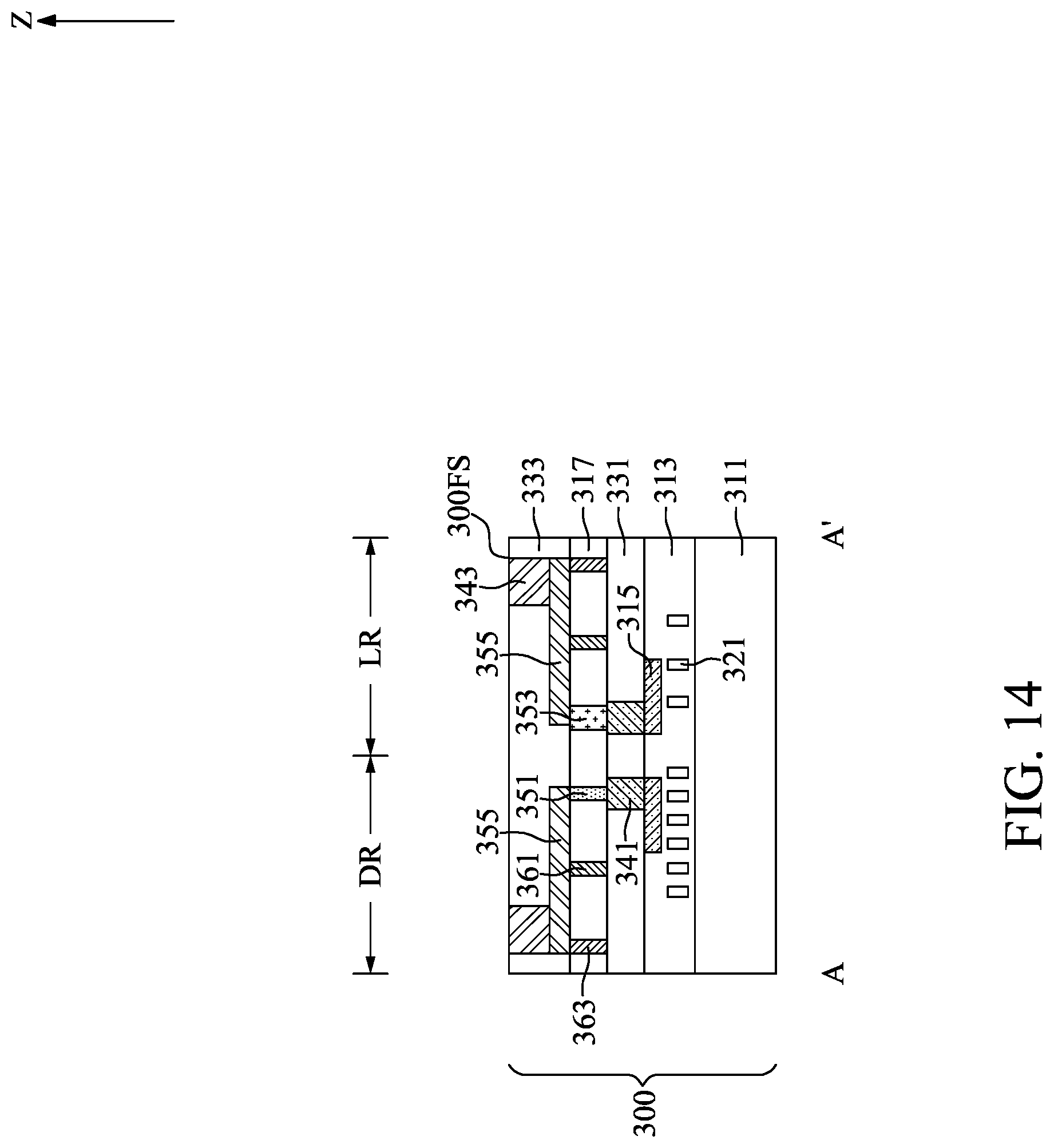 Patent US12315793 Figure 14 – Semiconductor device with redistribution plugs