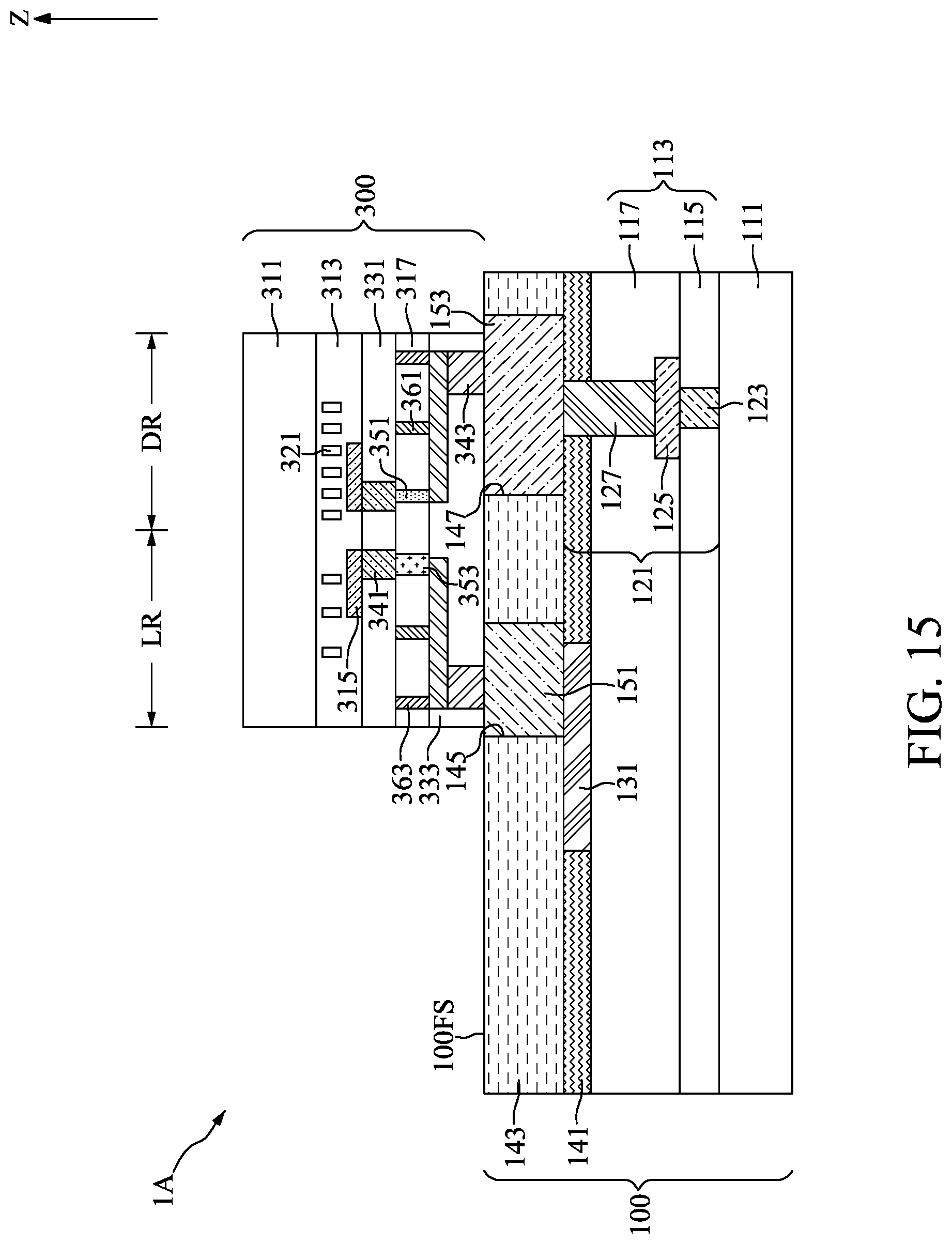 Patent US12315793 Figure 15 – Semiconductor device with redistribution plugs