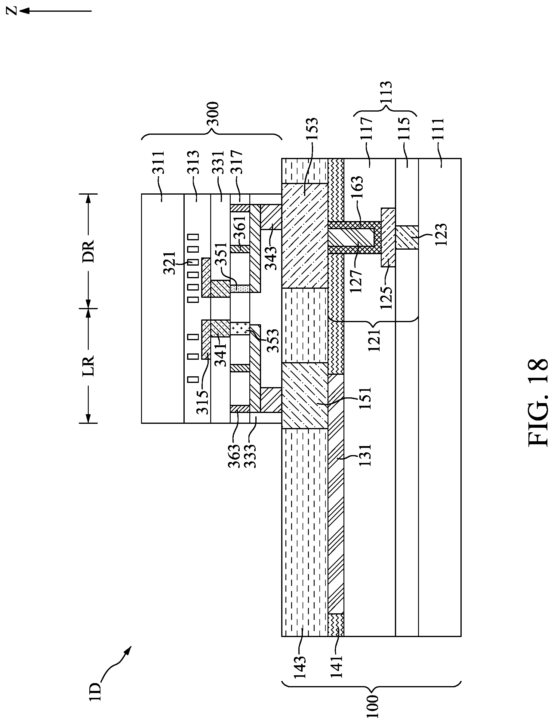 Patent US12315793 Figure 18 – Semiconductor device with redistribution plugs
