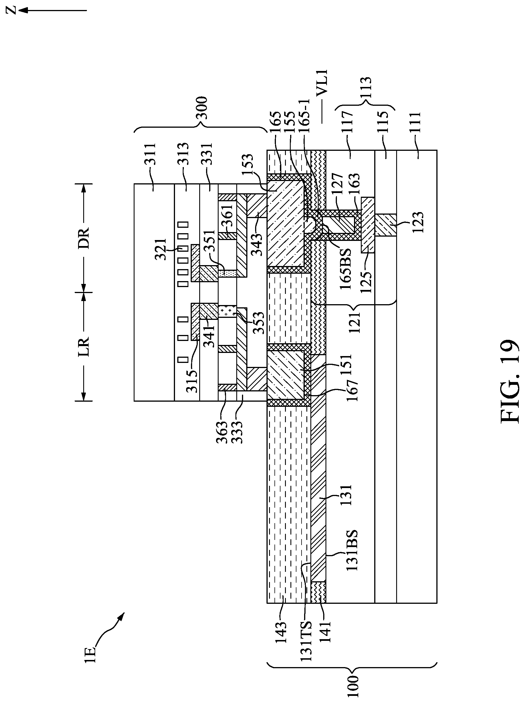 Patent US12315793 Figure 19 – Semiconductor device with redistribution plugs