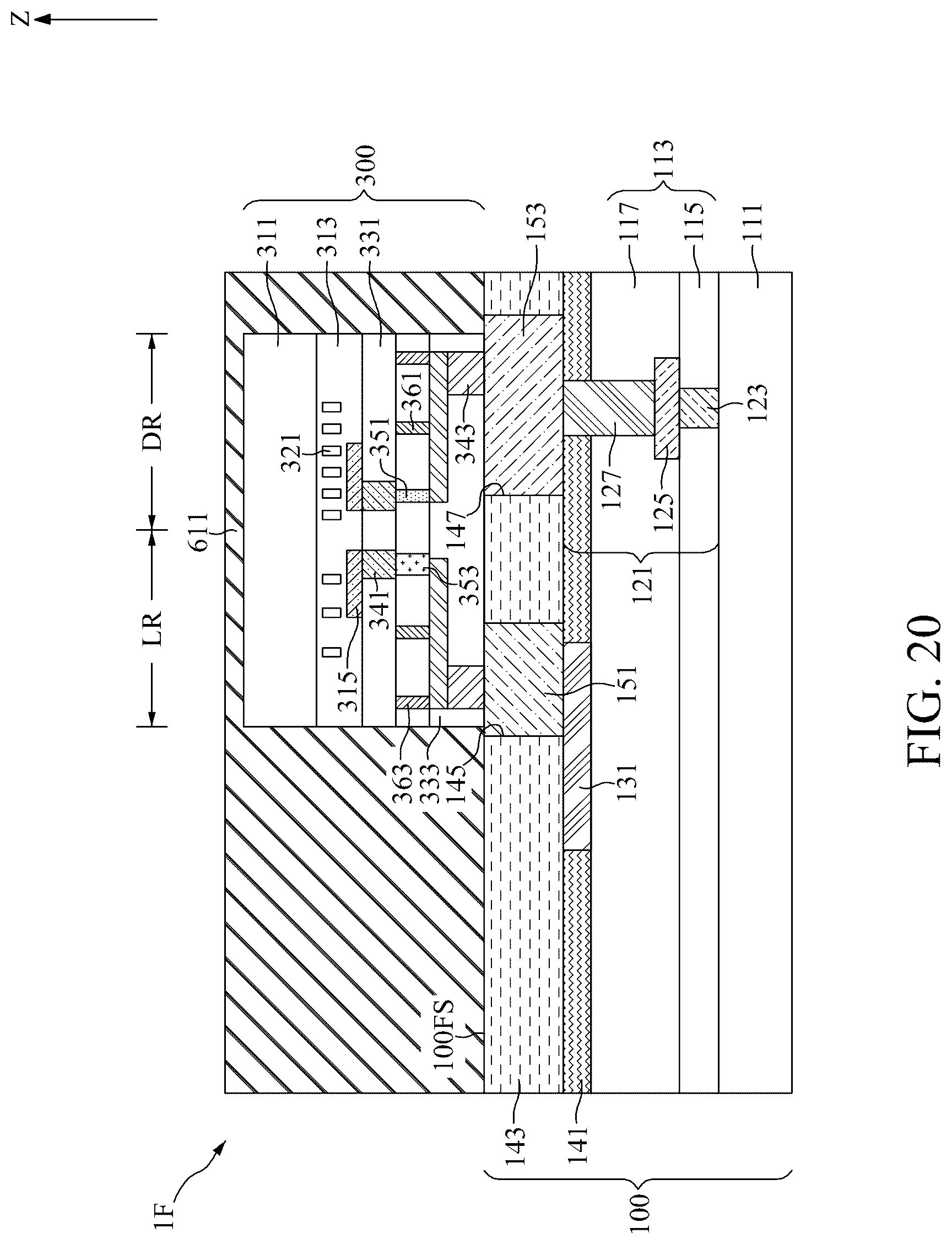 Patent US12315793 Figure 20 – Semiconductor device with redistribution plugs