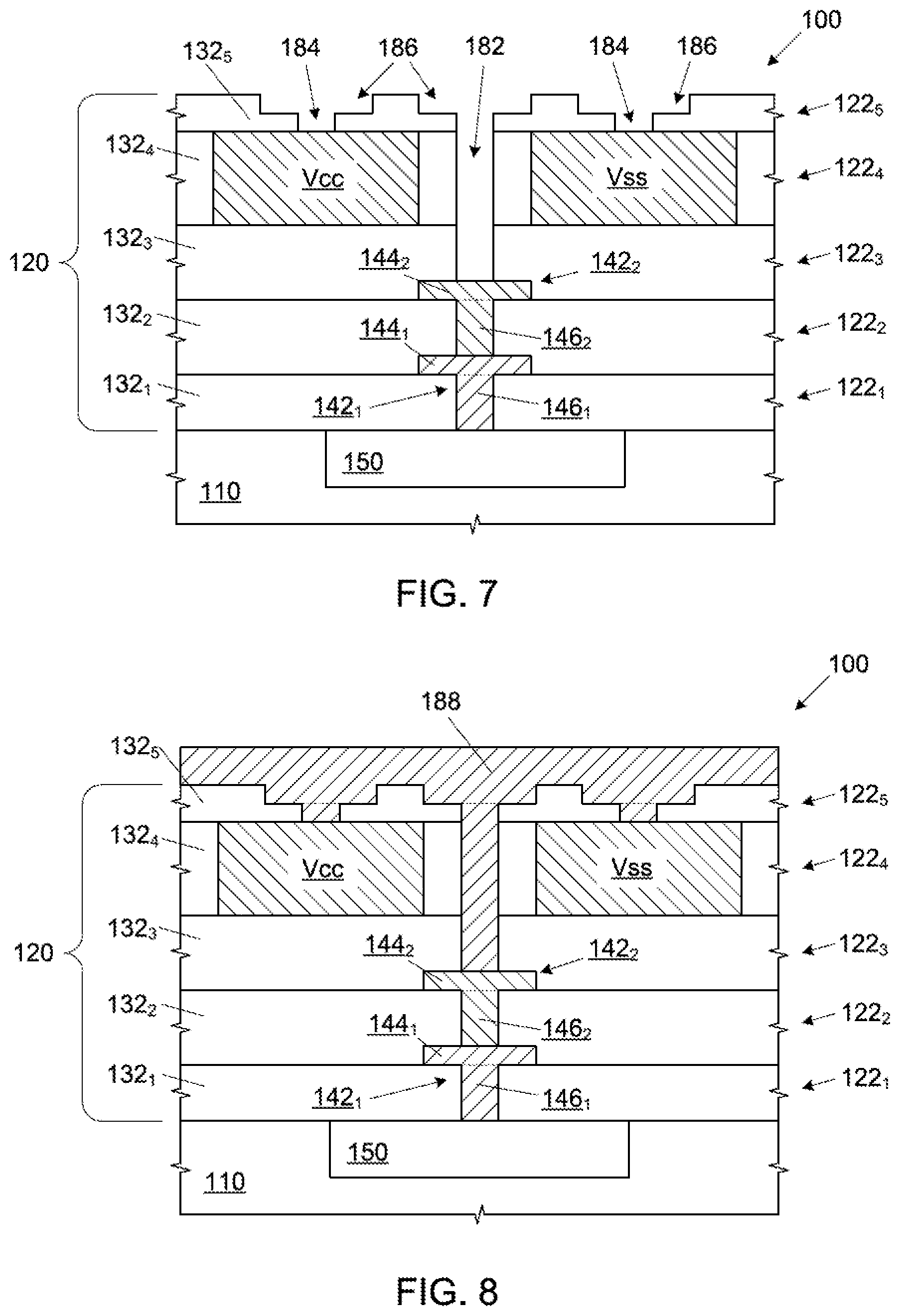 Patent US12315794 Figure 4 – Skip level vias in metallization layers for integrated circuit devices