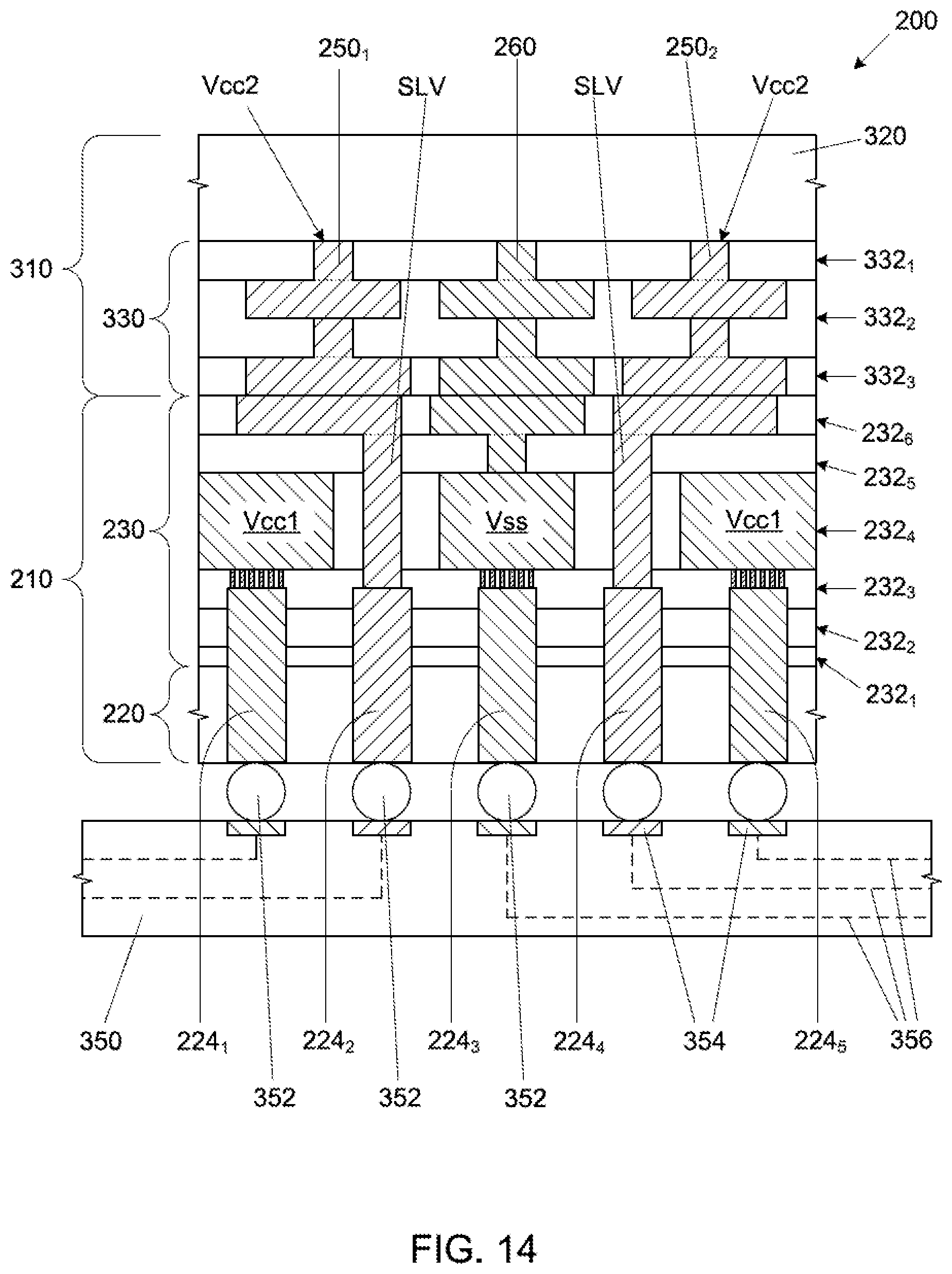 Patent US12315794 Figure 8 – Skip level vias in metallization layers for integrated circuit devices