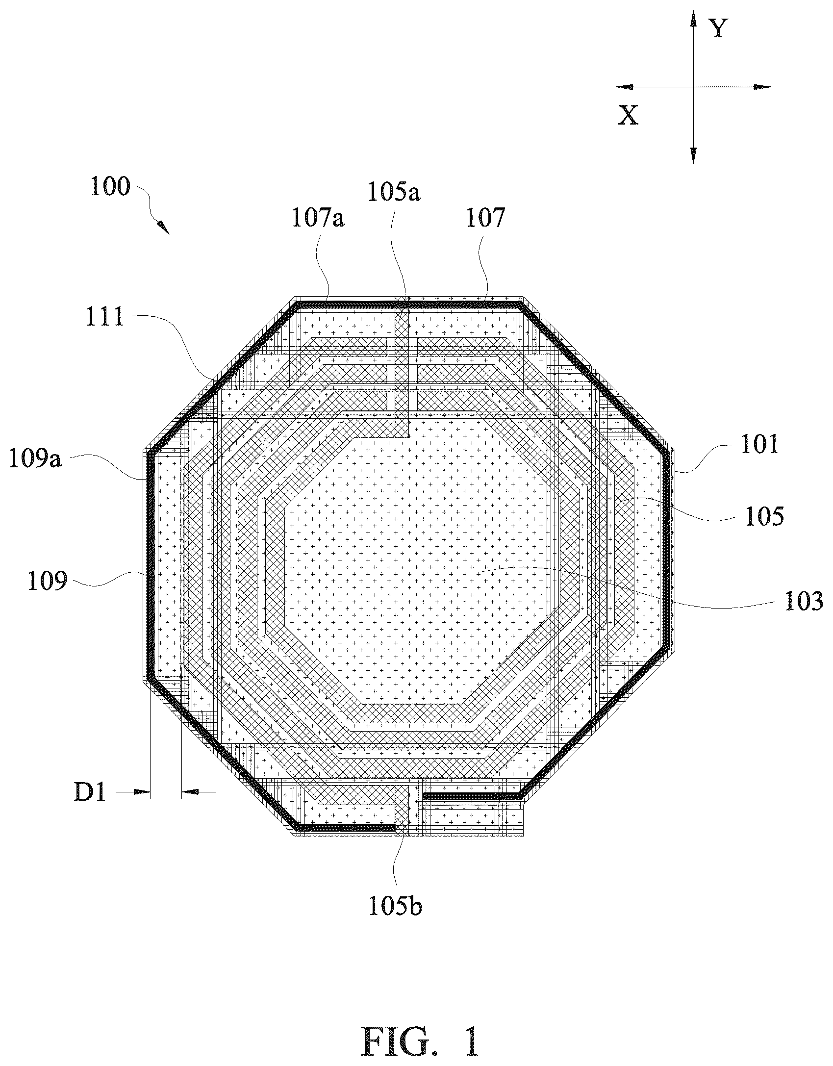 Patent US12315798 Figure 1 – Integrated circuit with guard ring