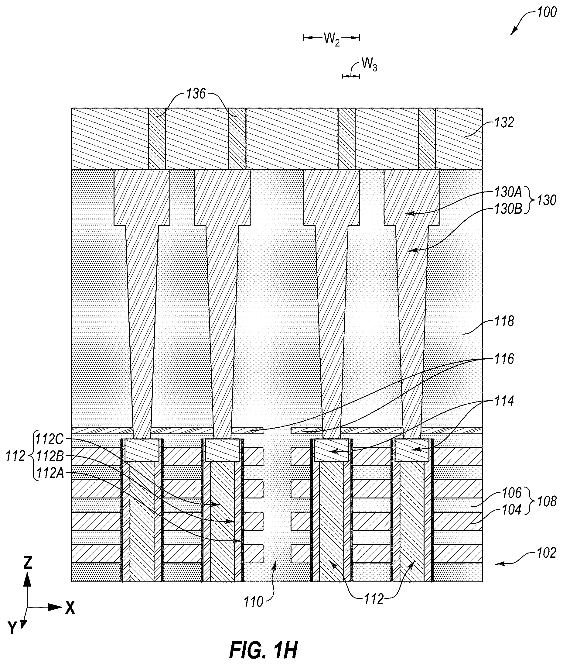 Patent US12315803 Figure 8 – Microelectronic devices, memory devices, and electronic systems