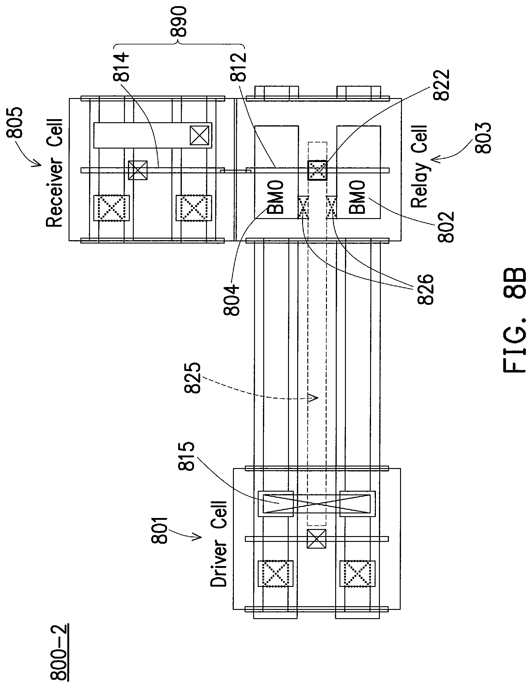 Patent US12315804 Figure 13 – Back side signal routing in a circuit with a relay cell