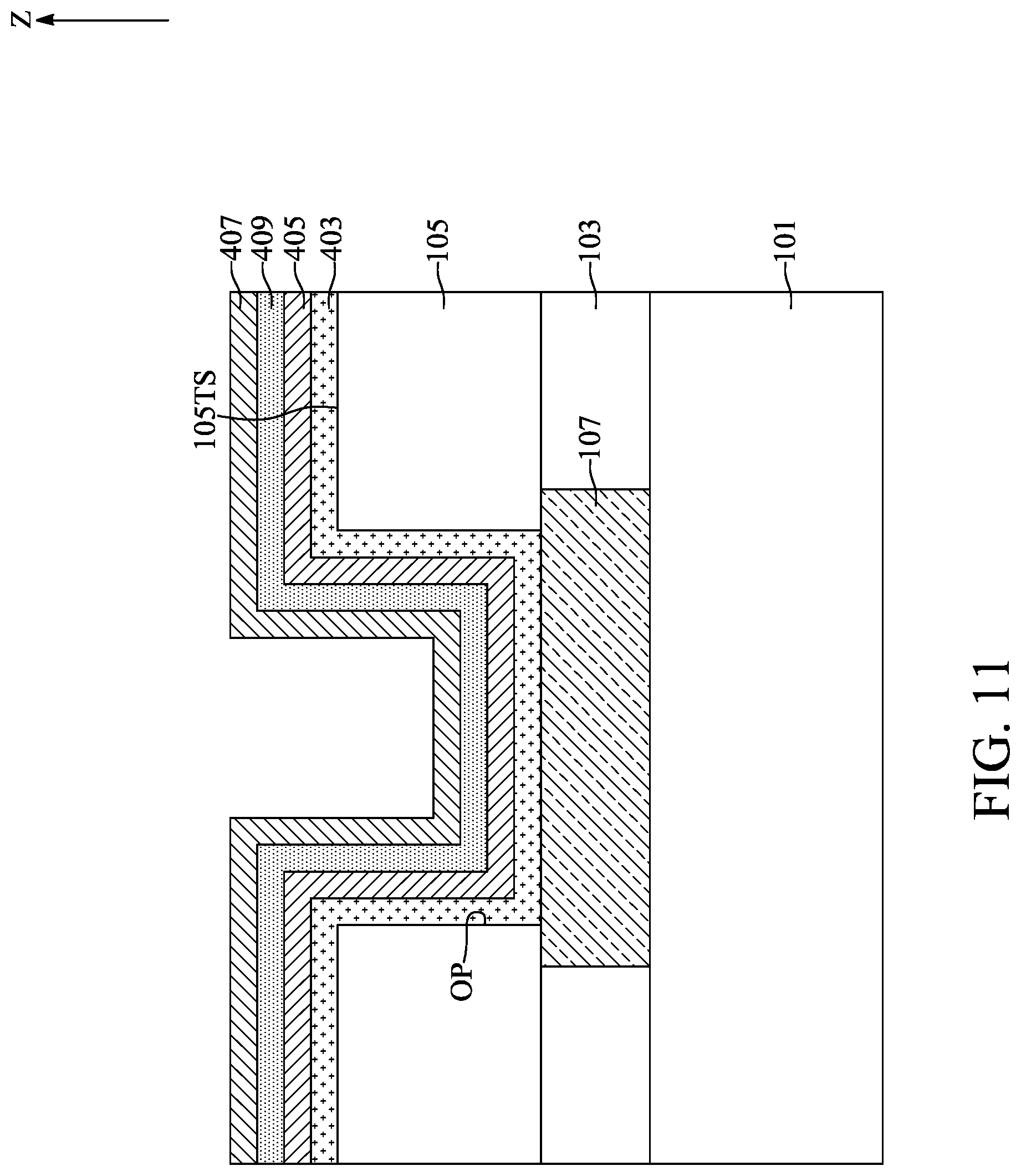 Patent US12315808 Figure 11 – Semiconductor device with liner structure