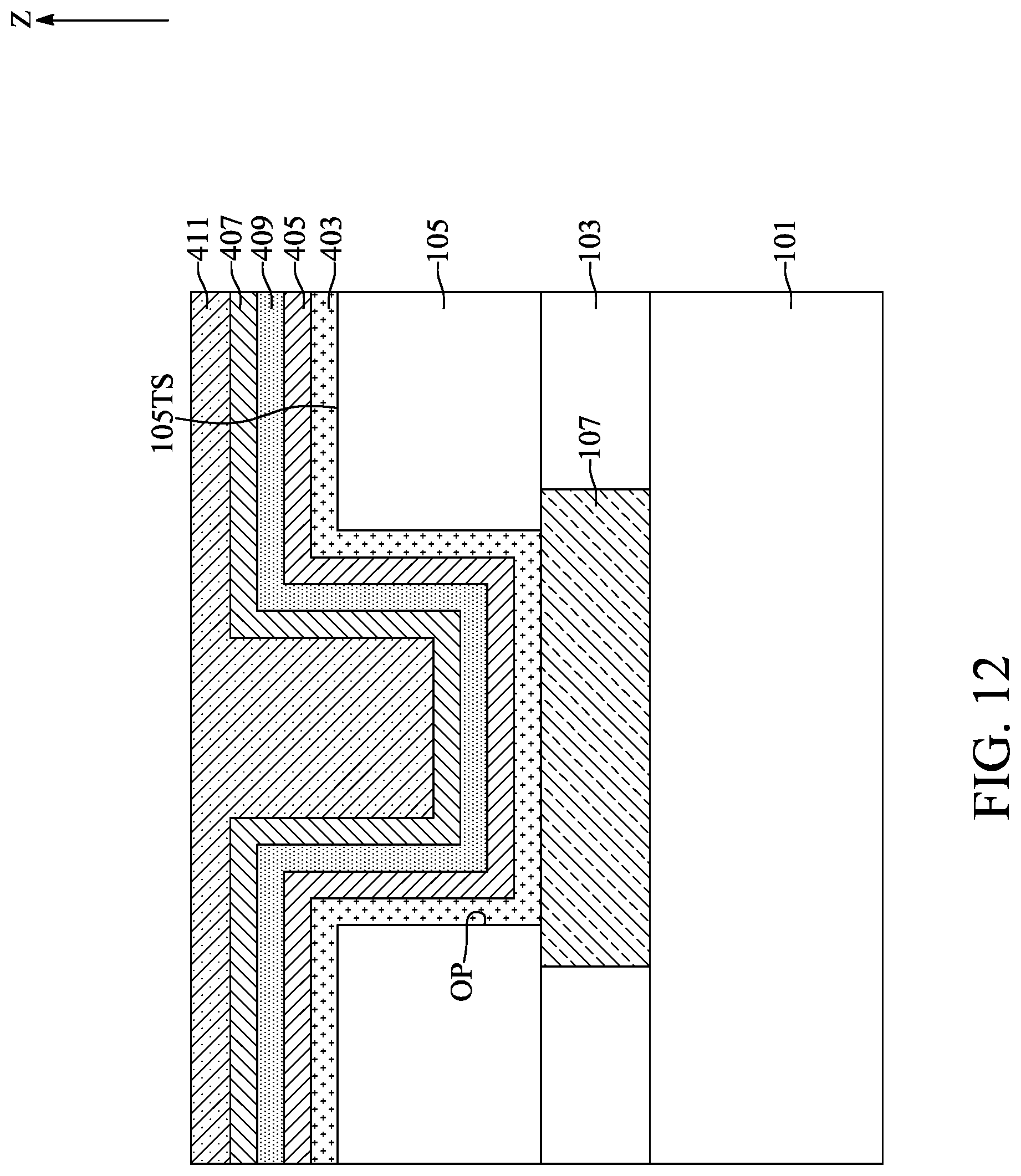 Patent US12315808 Figure 12 – Semiconductor device with liner structure