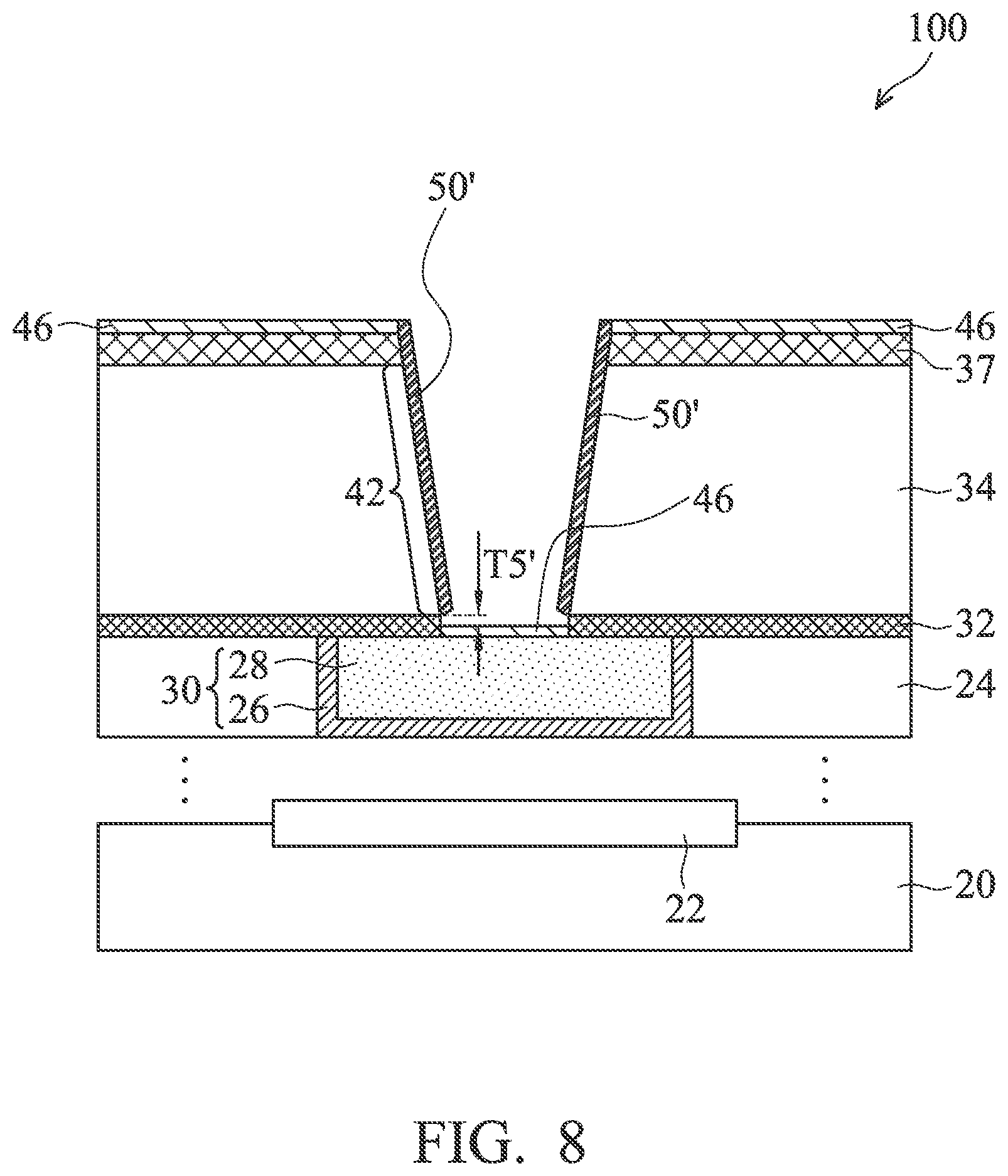 Patent US12315809 Figure 8 – Via for semiconductor device and method