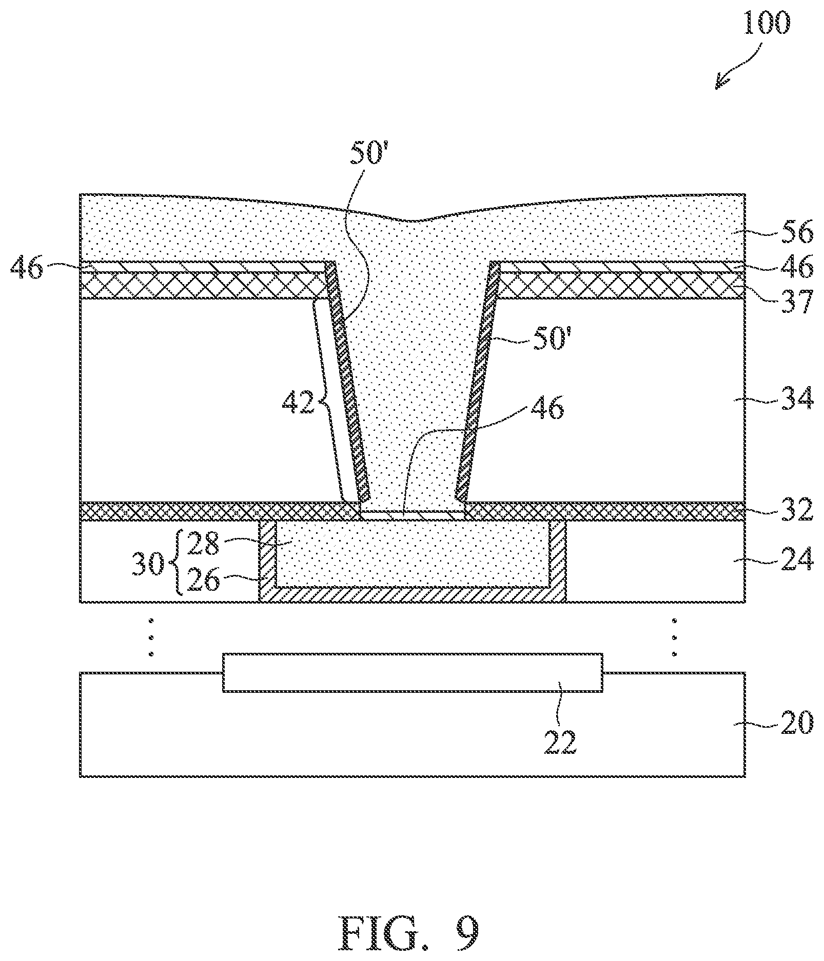 Patent US12315809 Figure 9 – Via for semiconductor device and method