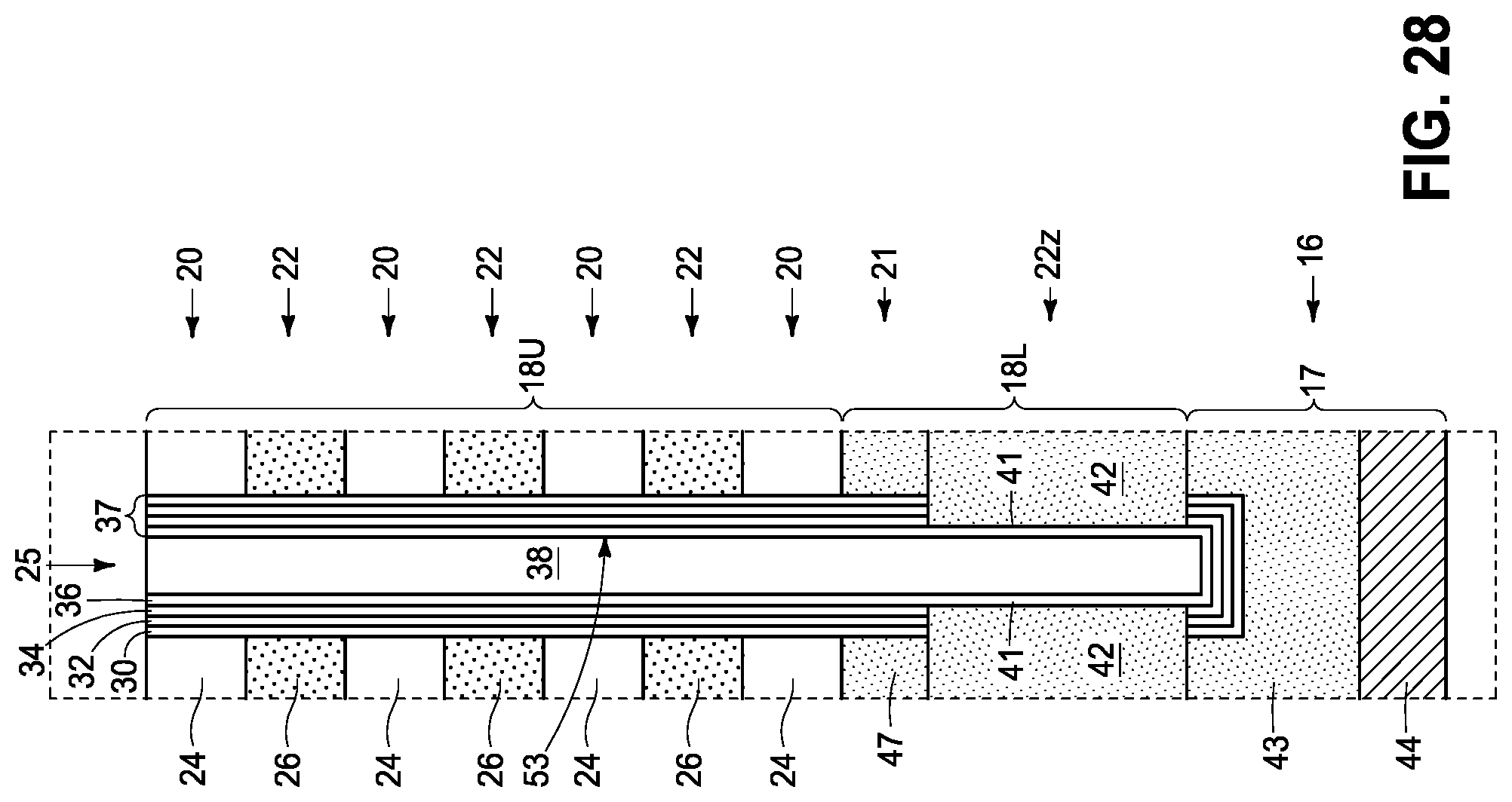Patent US12315813 Figure 15 – Memory arrays comprising strings of memory cells and methods used in forming a memory array comprising strings of memory cells