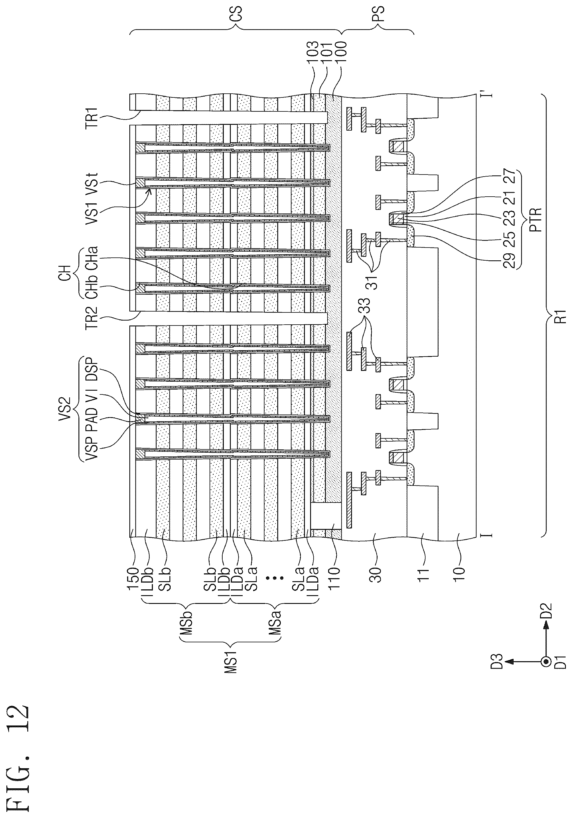 Patent US12315816 Figure 16 – Three-dimensional semiconductor memory device including separation structures and sacrificial layers and electronic system including the same