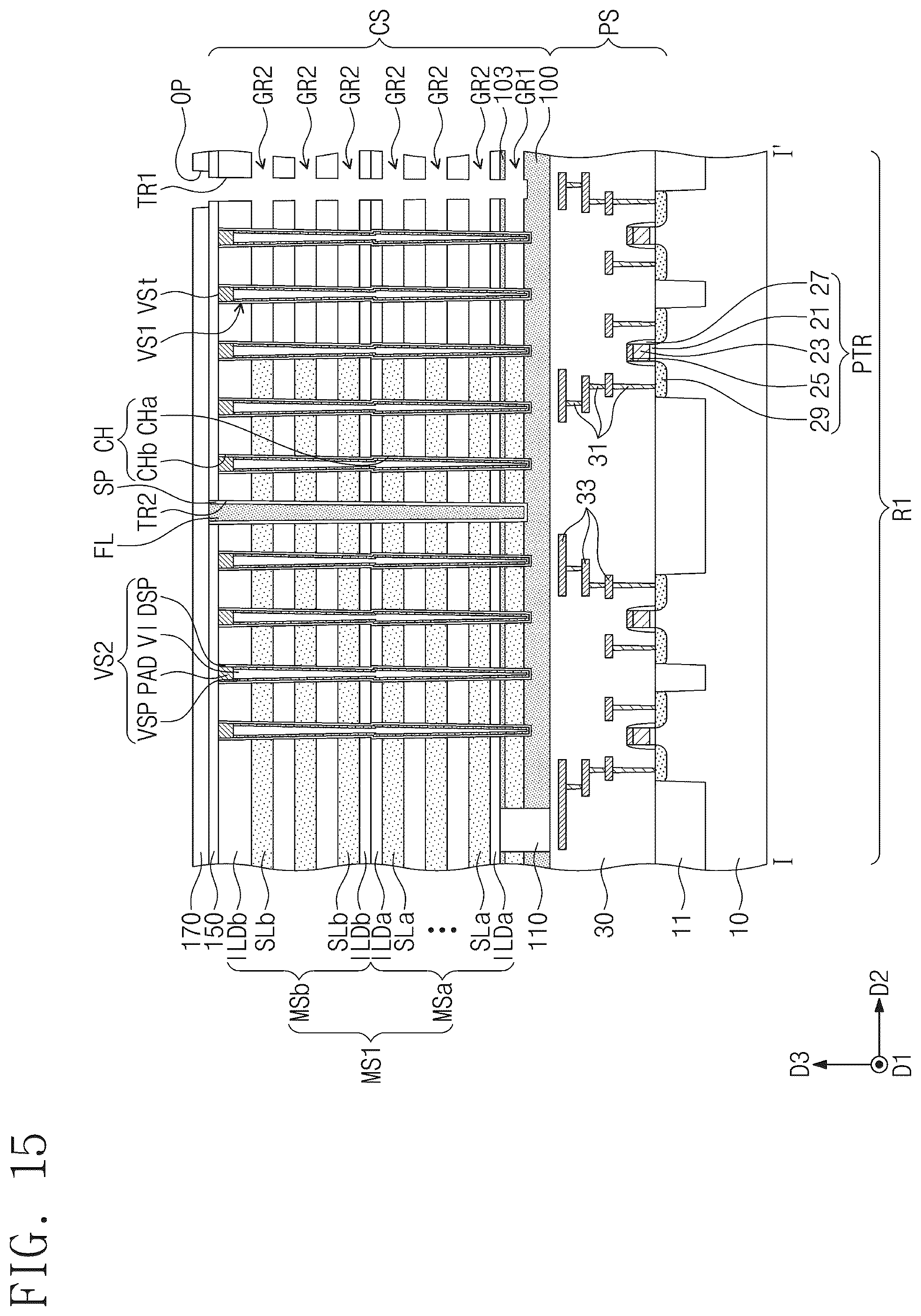 Patent US12315816 Figure 19 – Three-dimensional semiconductor memory device including separation structures and sacrificial layers and electronic system including the same