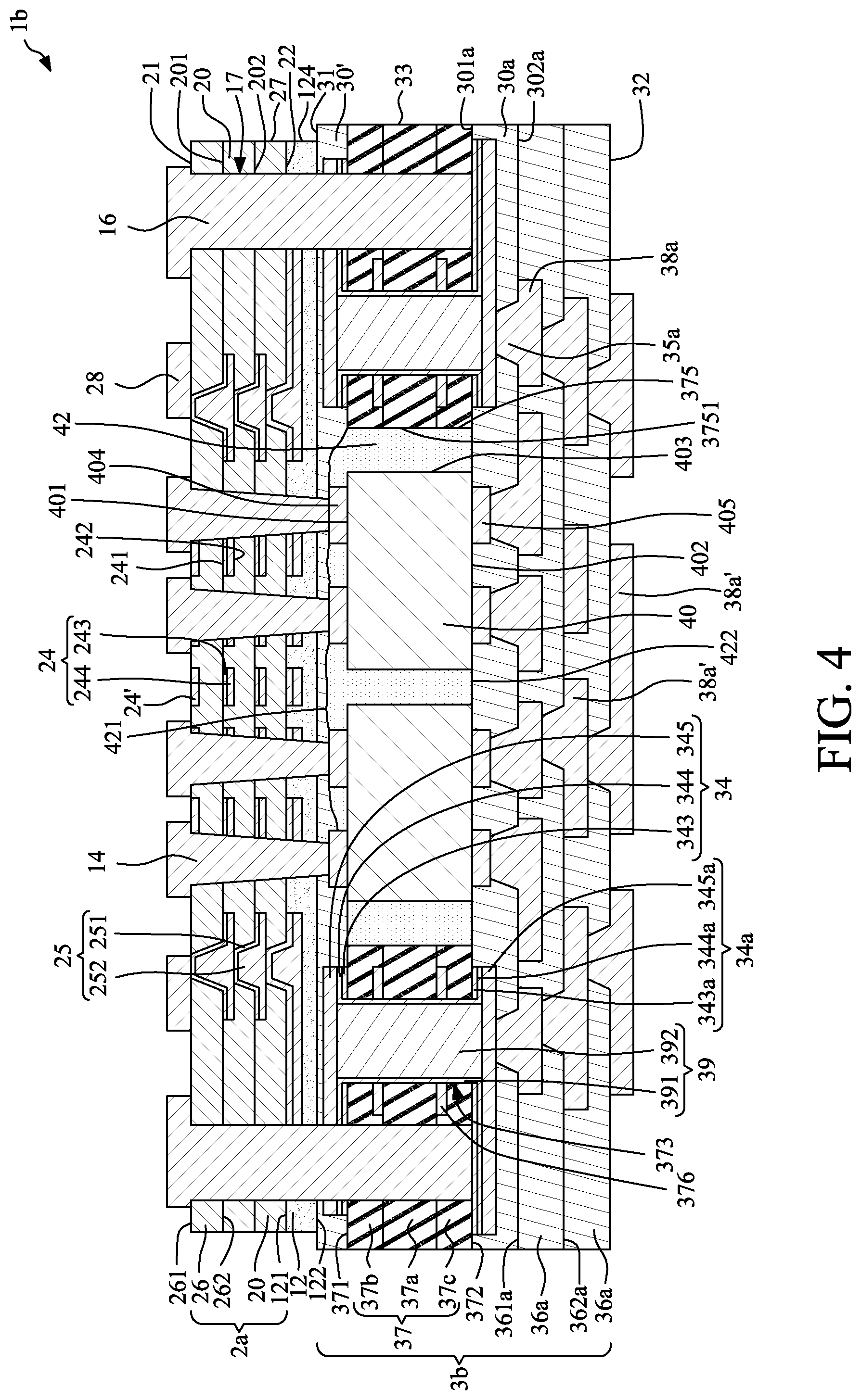 Patent US12315820 Figure 4 – Wiring structure including low- and high-density conductive structures