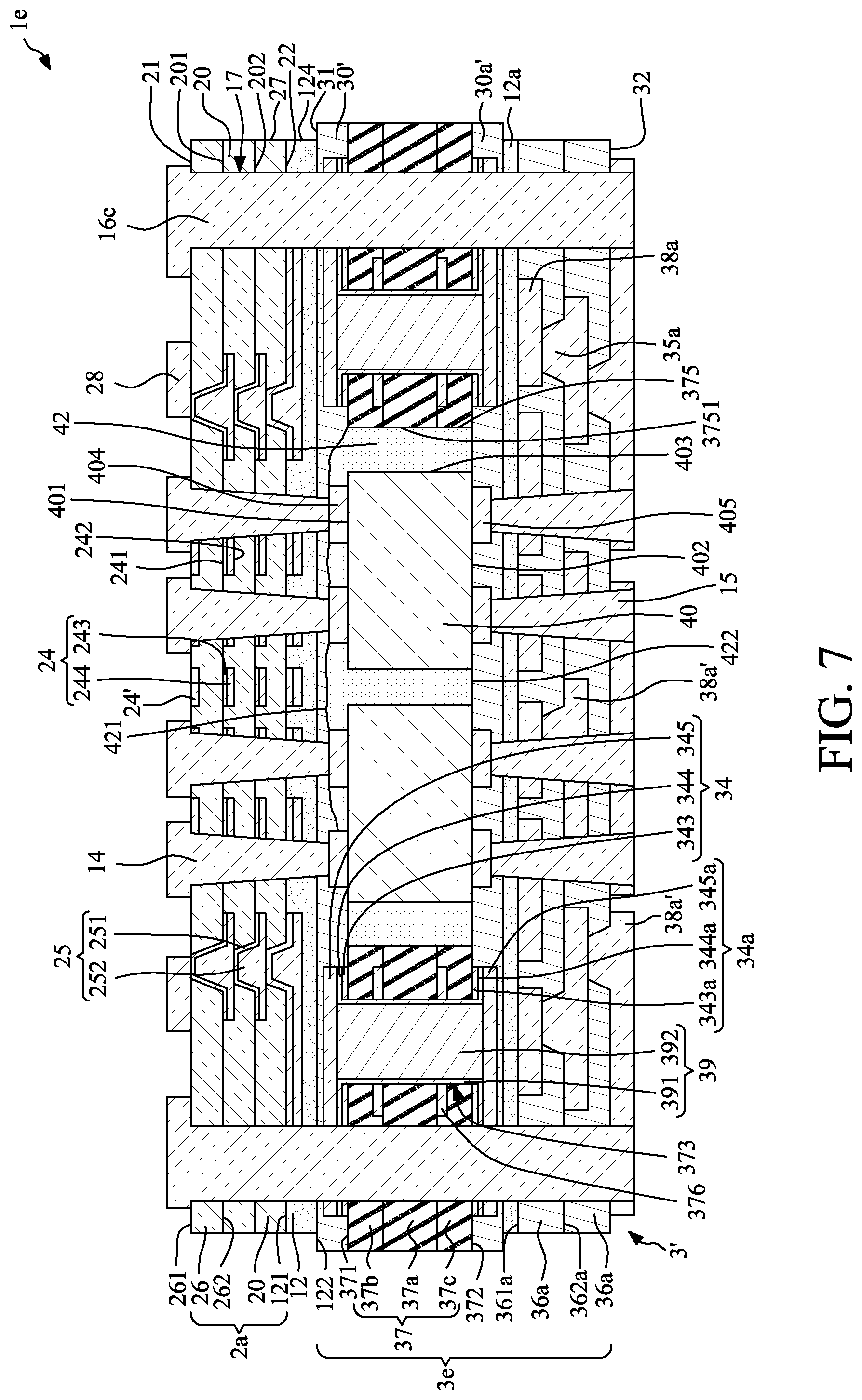 Patent US12315820 Figure 7 – Wiring structure including low- and high-density conductive structures