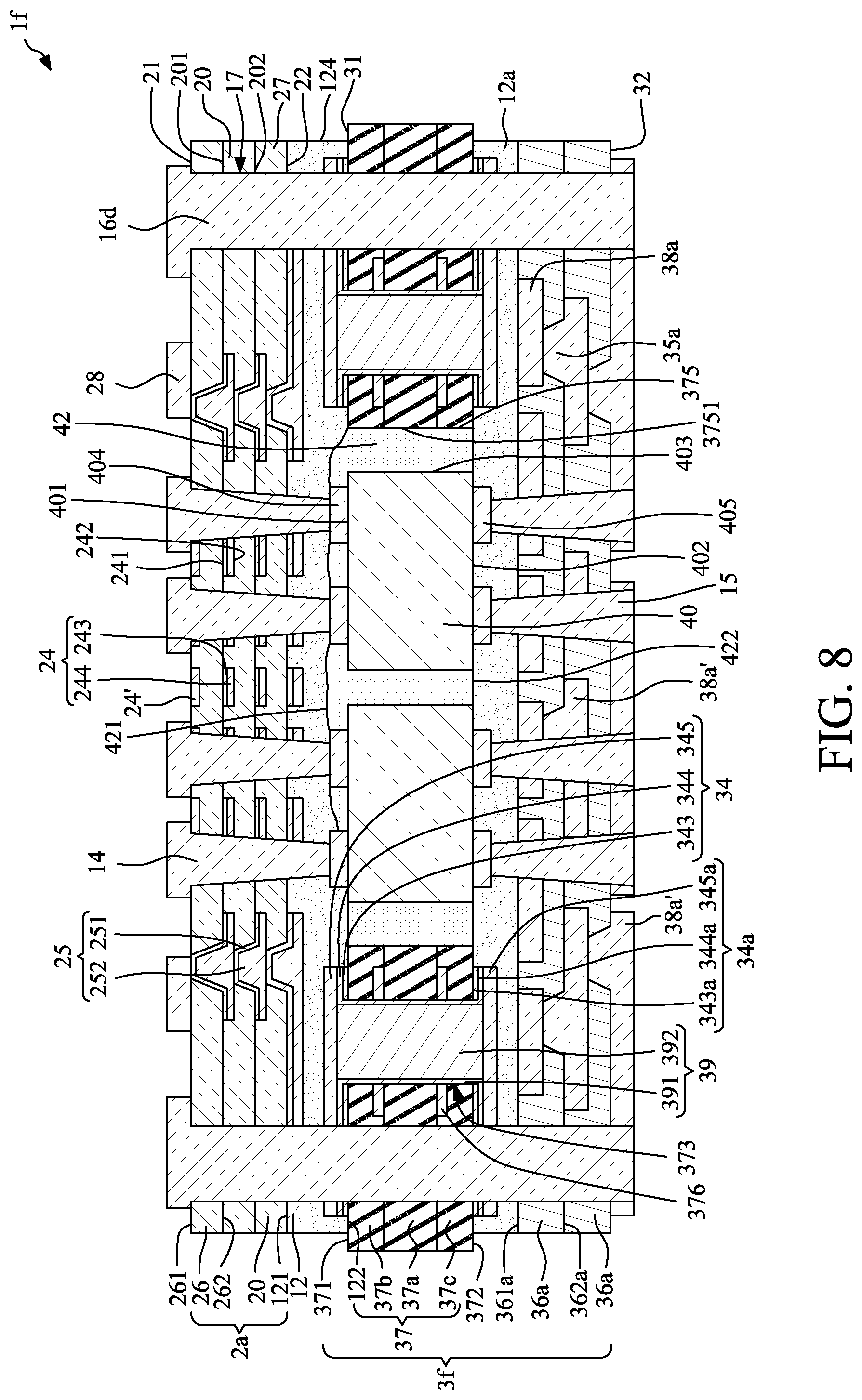 Patent US12315820 Figure 8 – Wiring structure including low- and high-density conductive structures