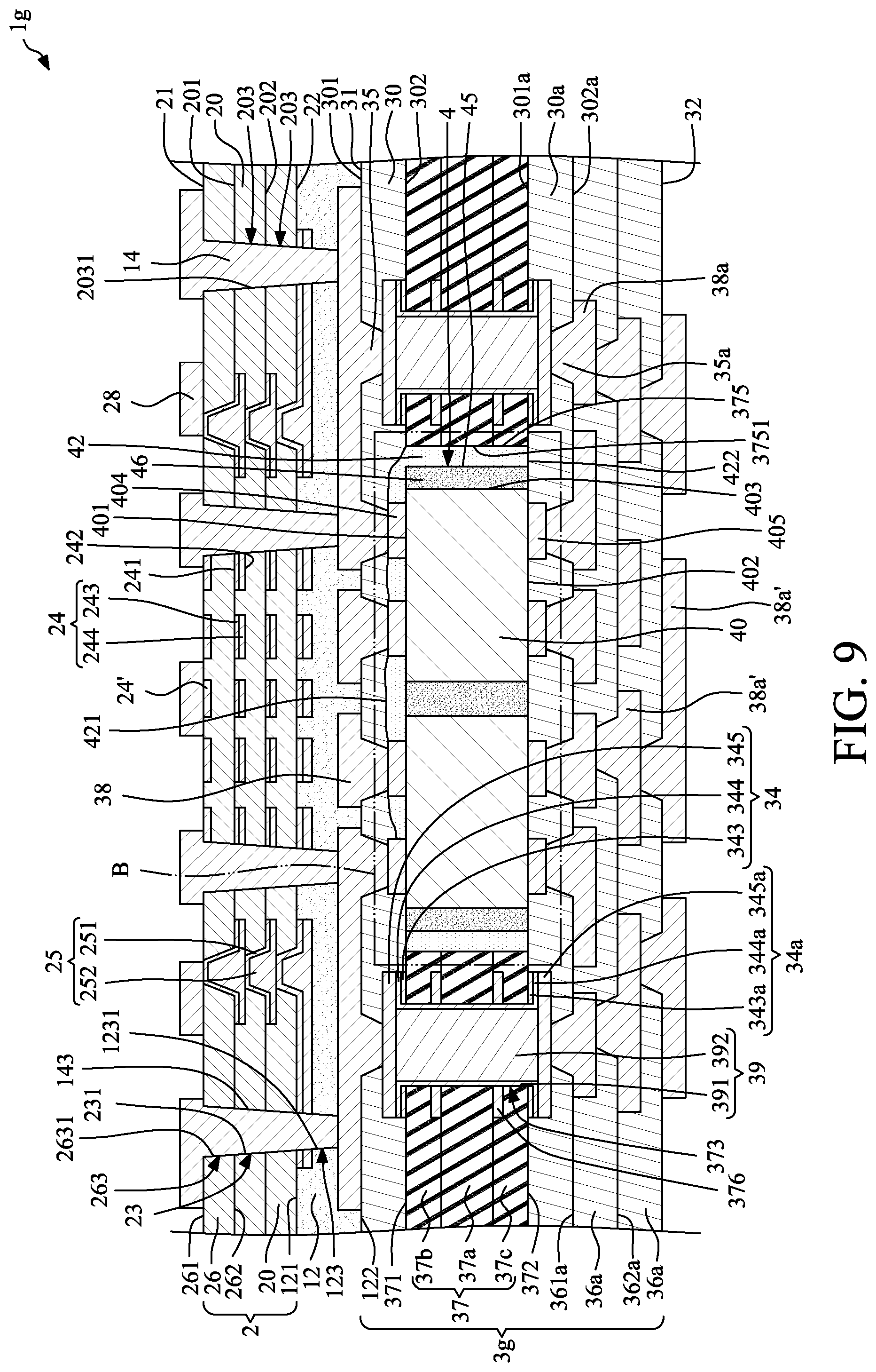 Patent US12315820 Figure 9 – Wiring structure including low- and high-density conductive structures