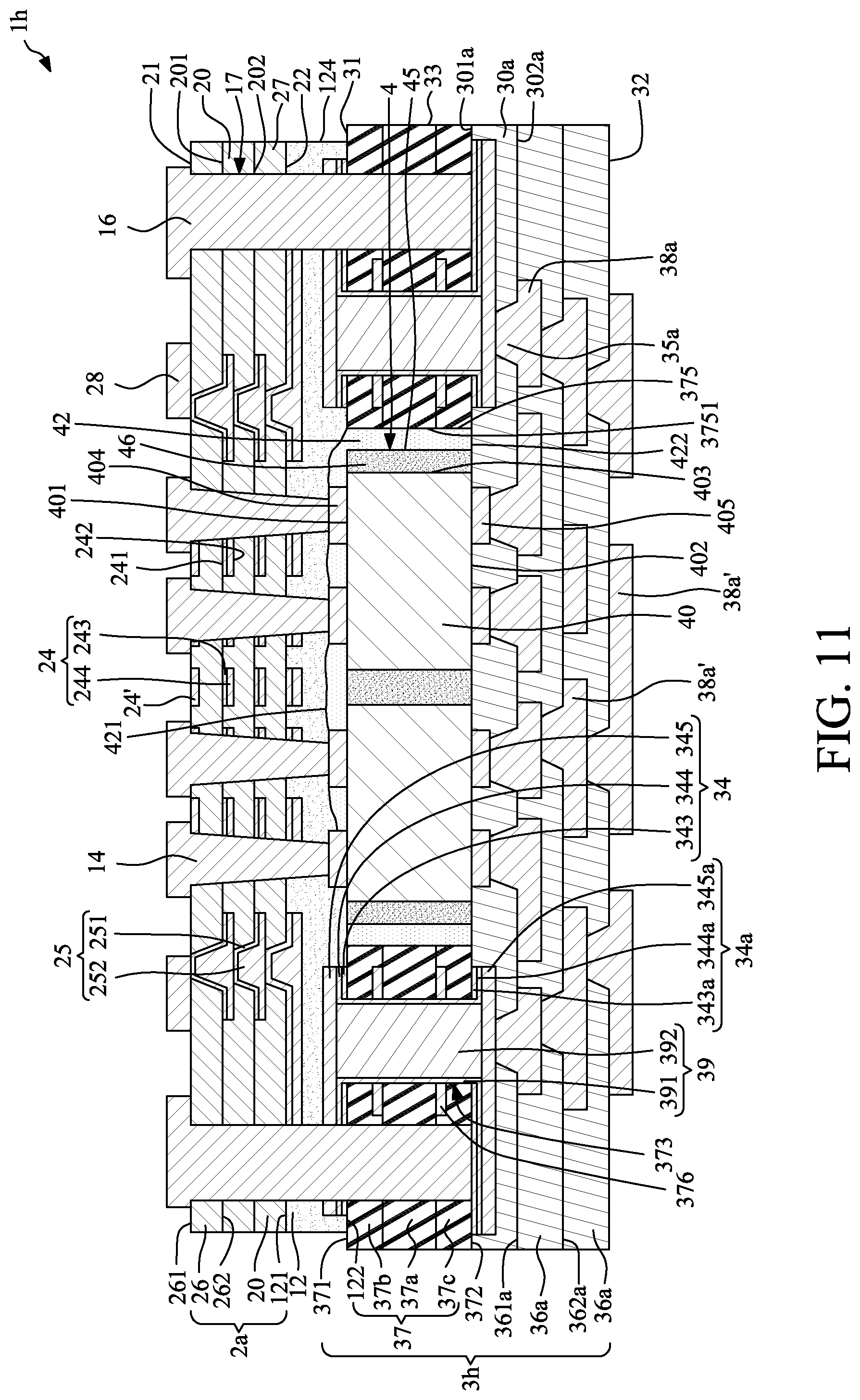 Patent US12315820 Figure 11 – Wiring structure including low- and high-density conductive structures