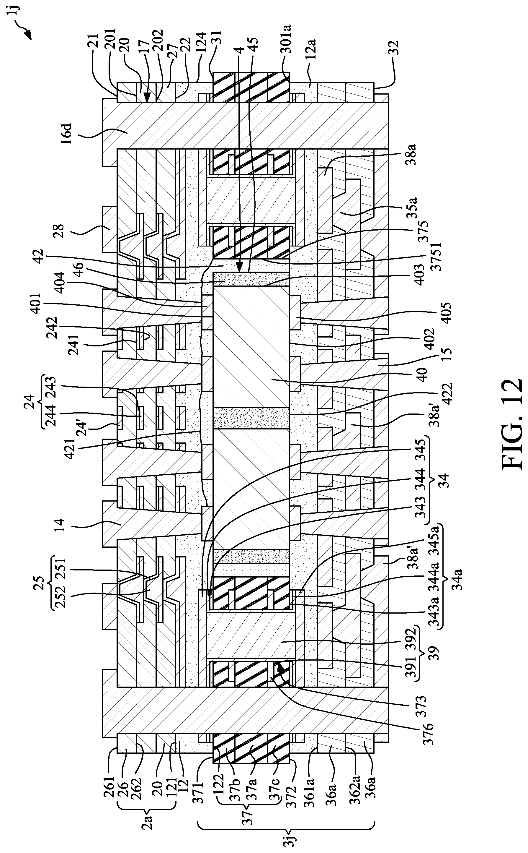 Patent US12315820 Figure 12 – Wiring structure including low- and high-density conductive structures