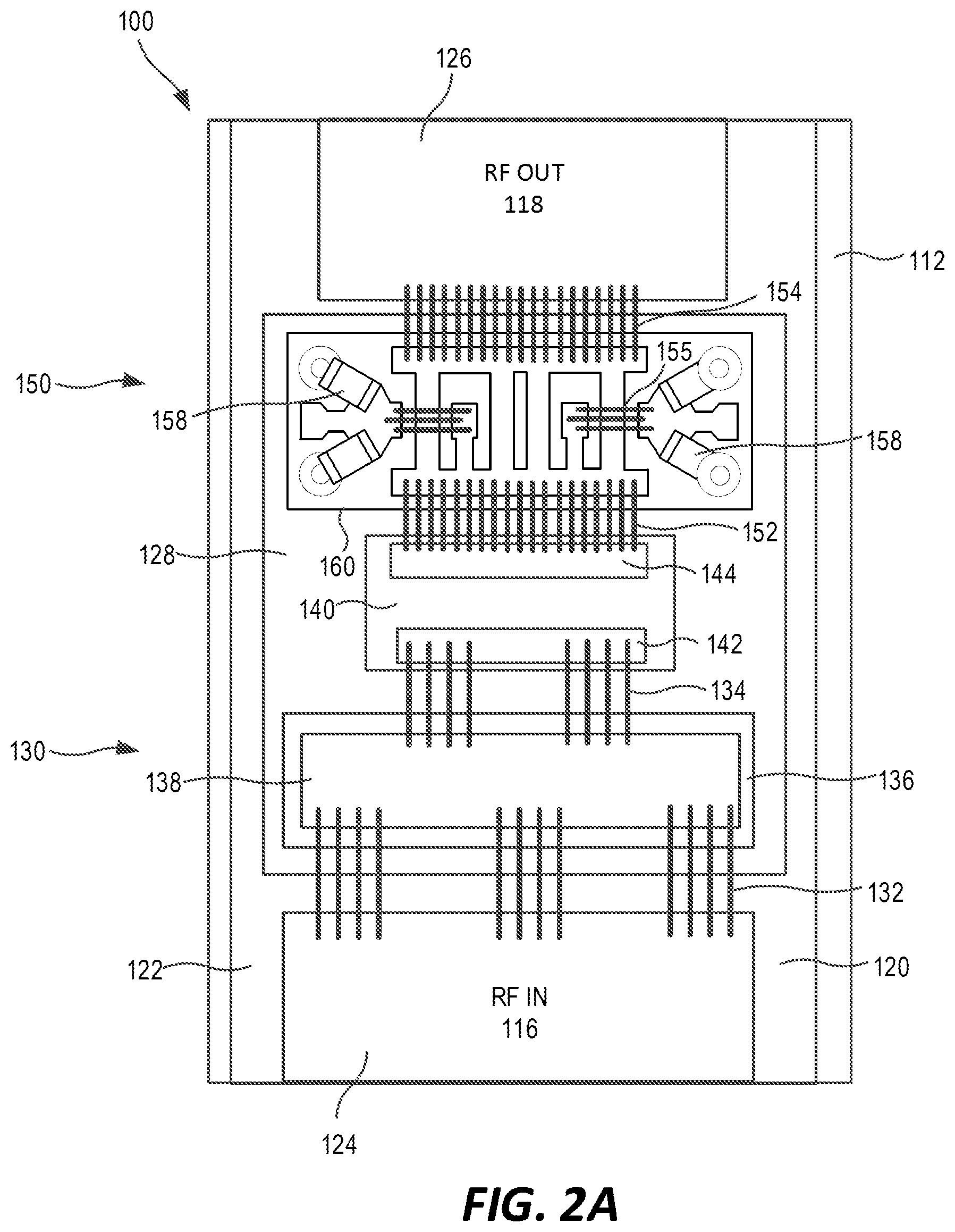 Patent US12315829 Figure 2 – Packaged transistor amplifiers that include integrated passive device matching structures having distributed shunt inductances