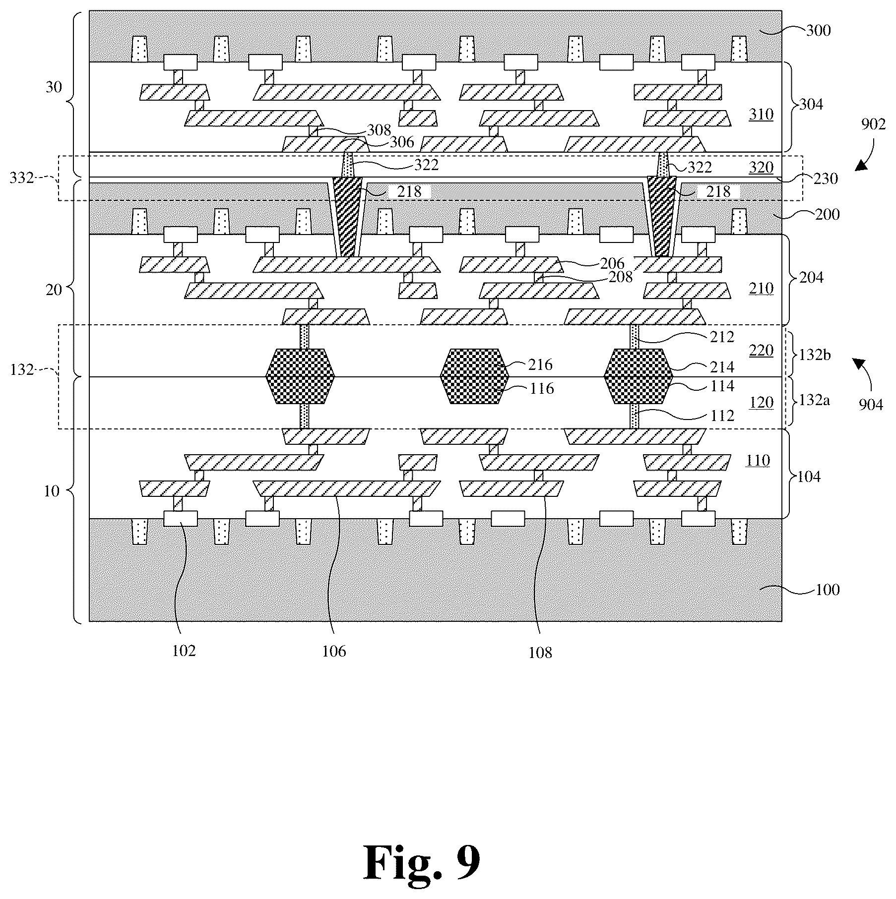 Patent US12315843 Figure 5 – Hybrid bonding technology for stacking integrated circuits