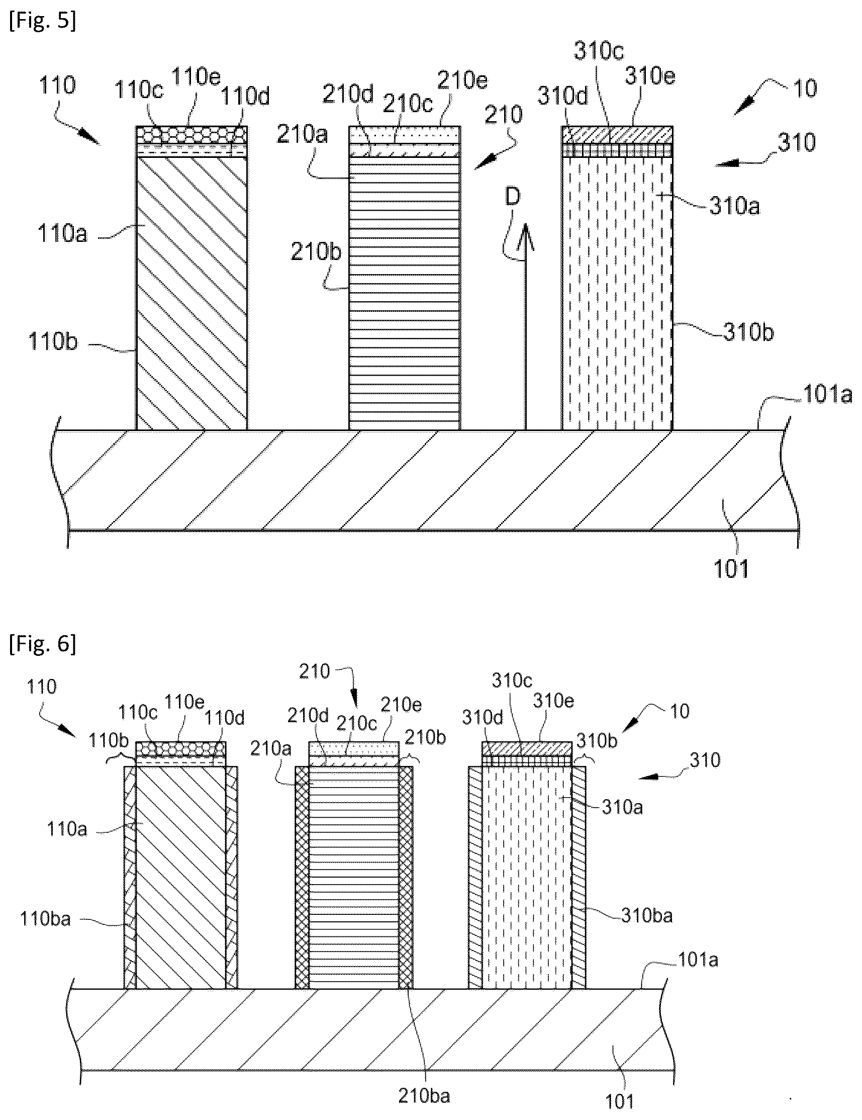 Patent US12315848 Figure 3 – Optoelectronic device comprising multicolour light-emitting diodes and a method of manufacturing an optoelectronic device