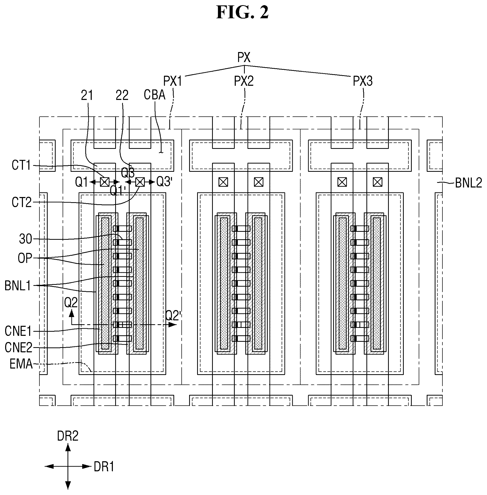 Patent US12315850 Figure 2 – Light-emitting element ink, display device, and method of fabricating the display device