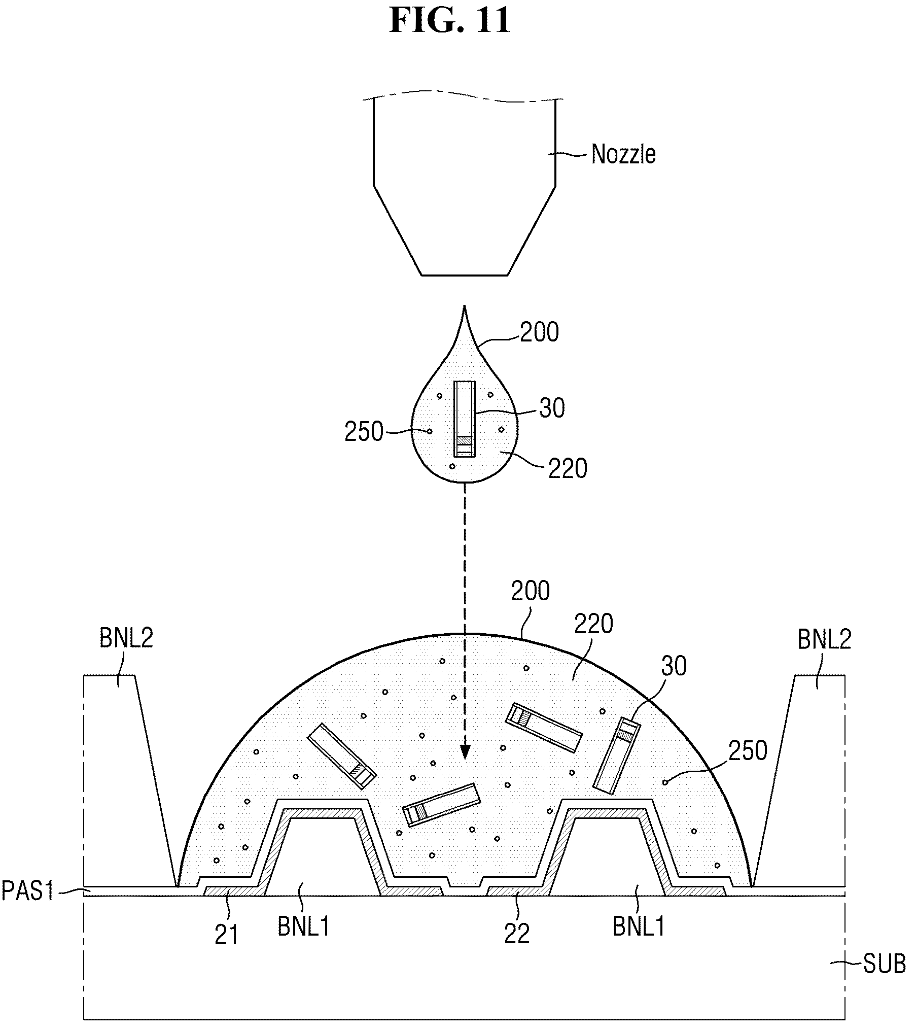 Patent US12315850 Figure 11 – Light-emitting element ink, display device, and method of fabricating the display device