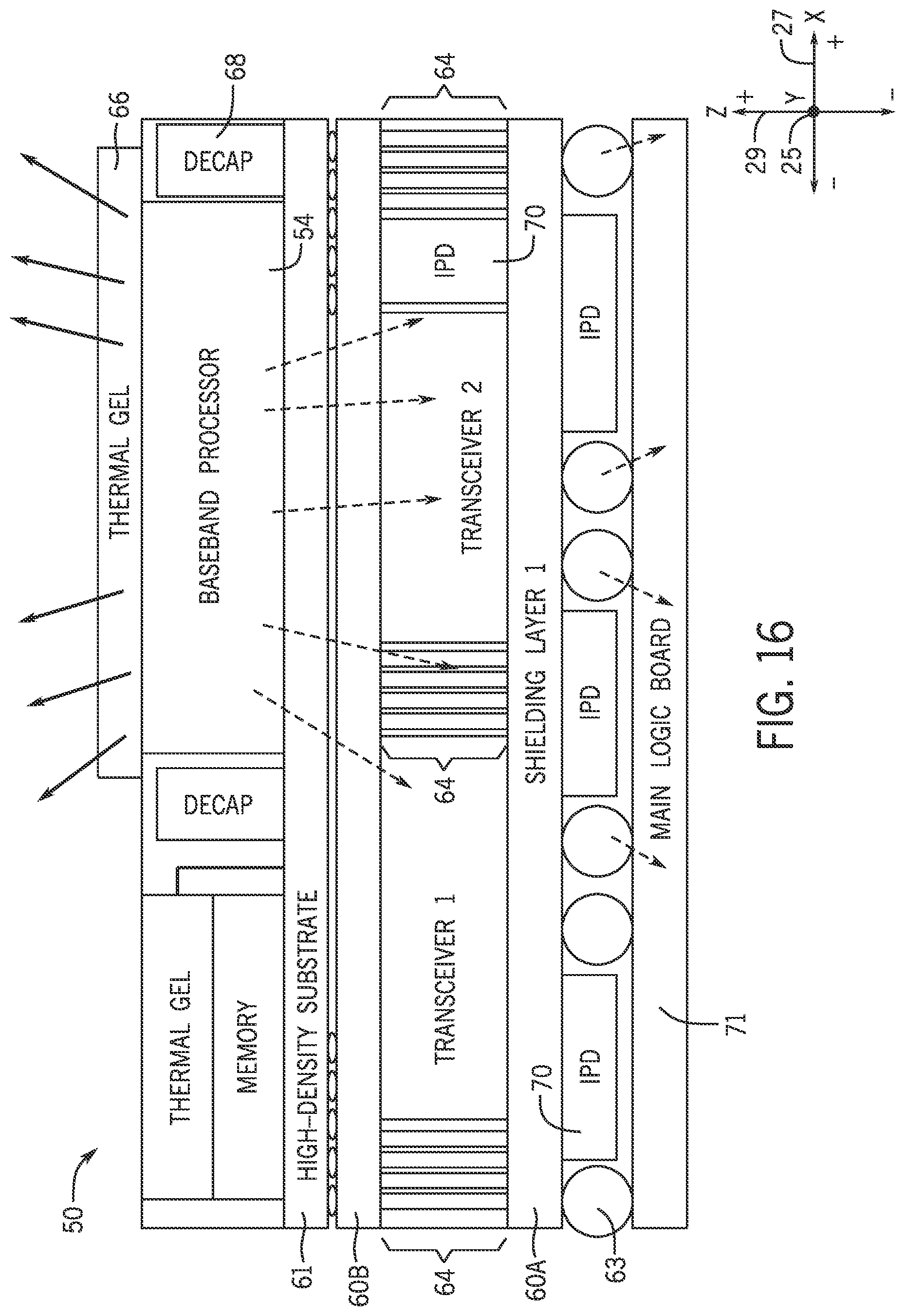 Patent US12315853 Figure 12 – System packaging for cellular modem and transceiver system of heterogeneous stacking