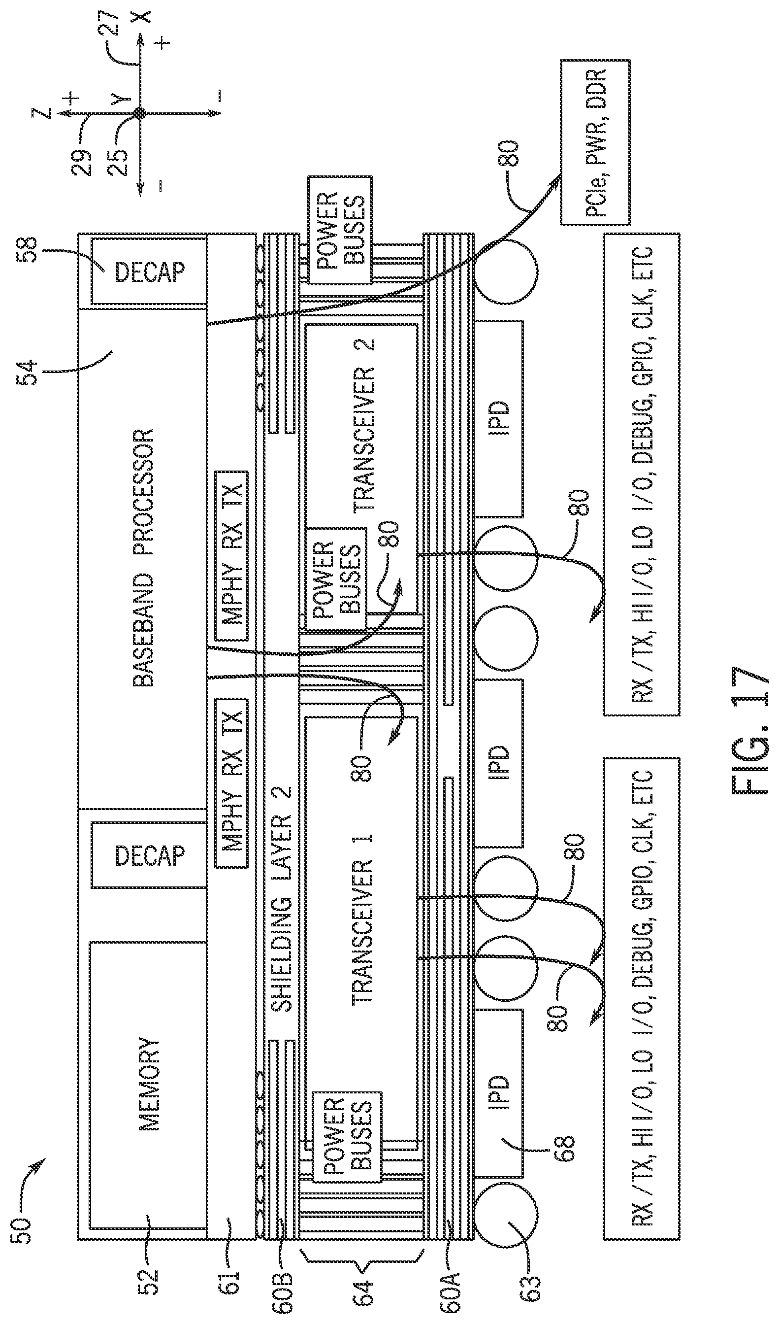 Patent US12315853 Figure 13 – System packaging for cellular modem and transceiver system of heterogeneous stacking