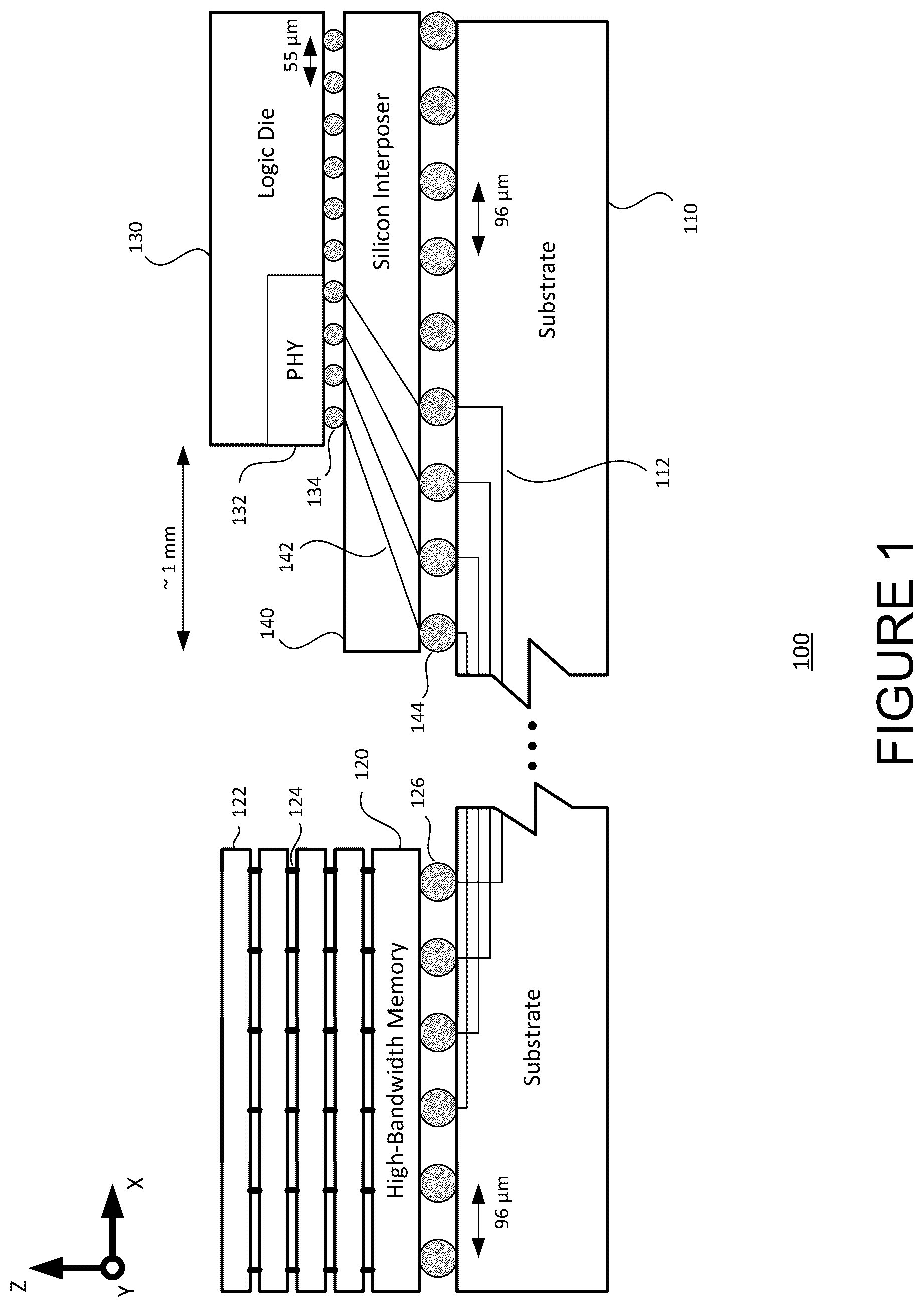 Patent US12315860 Figure 1 – Integrated circuit package for high bandwidth memory
