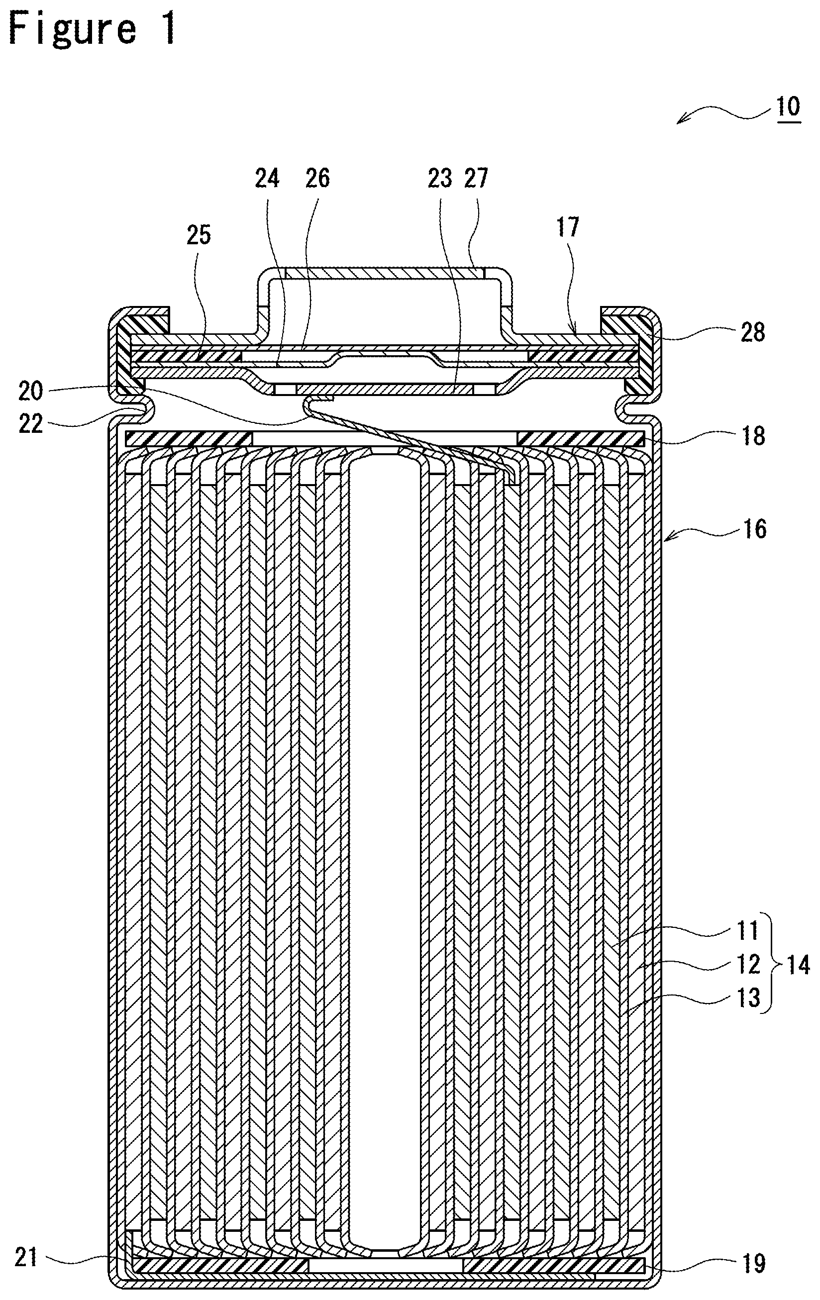 Patent US12315872 Figure 1 – Non-aqueous electrolyte secondary battery