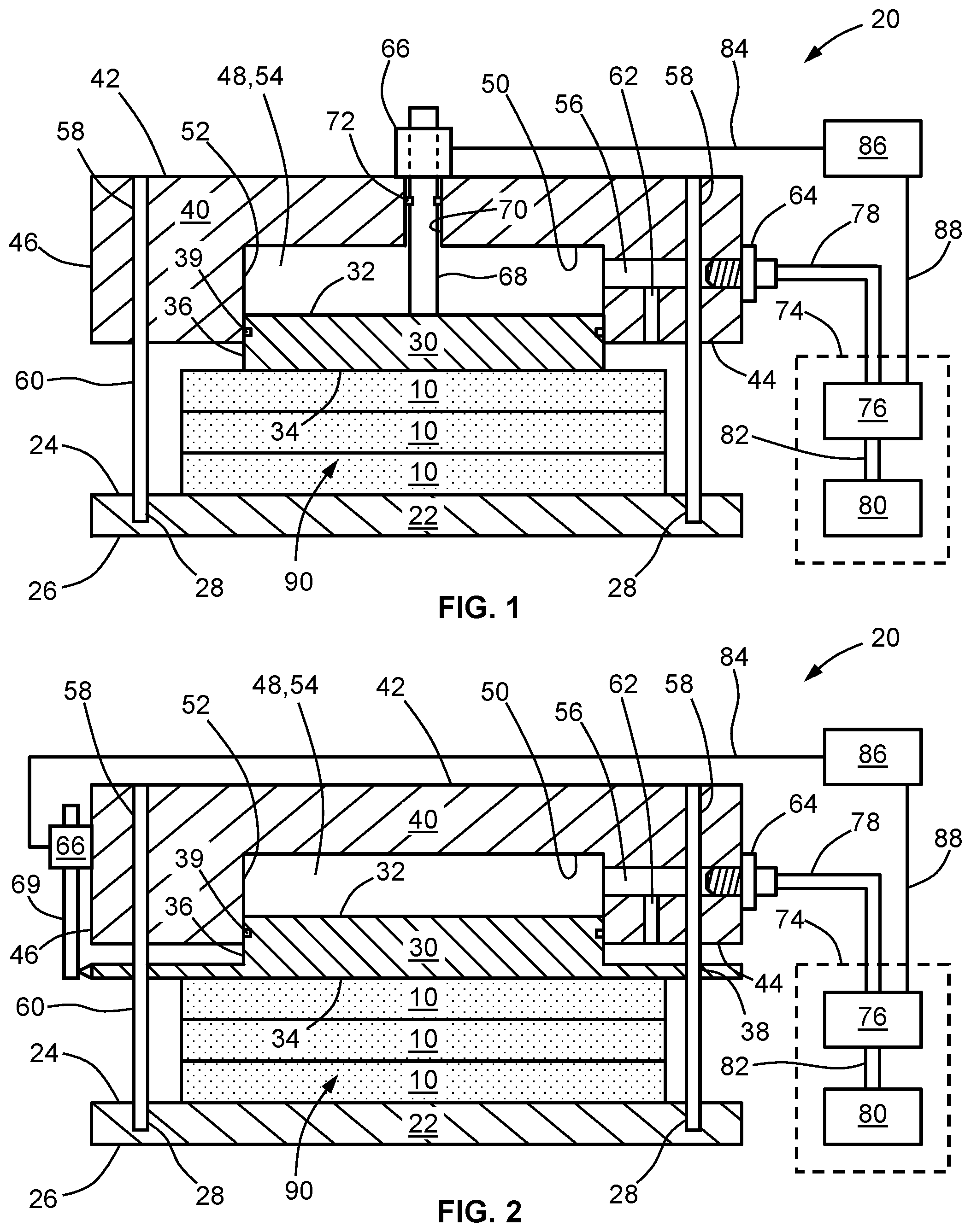 Patent US12315891 Figure 1 – Apparatus and method for constant pressure regulation of one or more battery cells