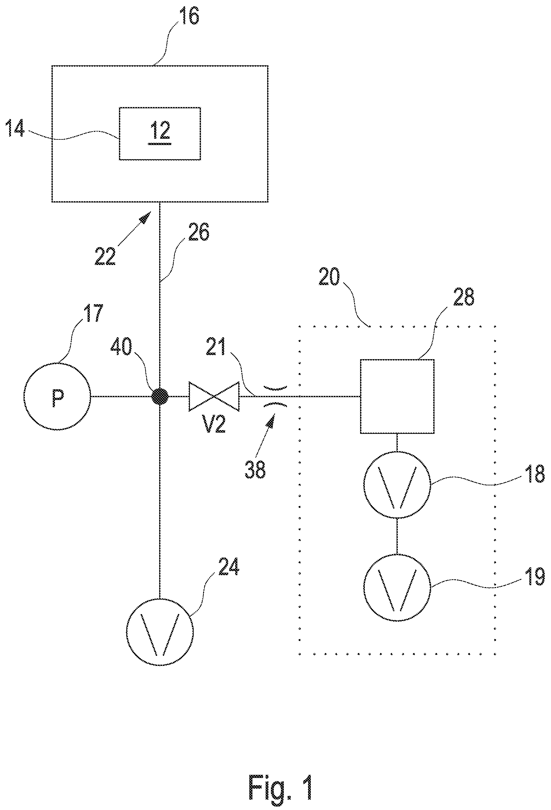 Patent US12315892 — Tightness test of a liquid filled test object — Figure 1