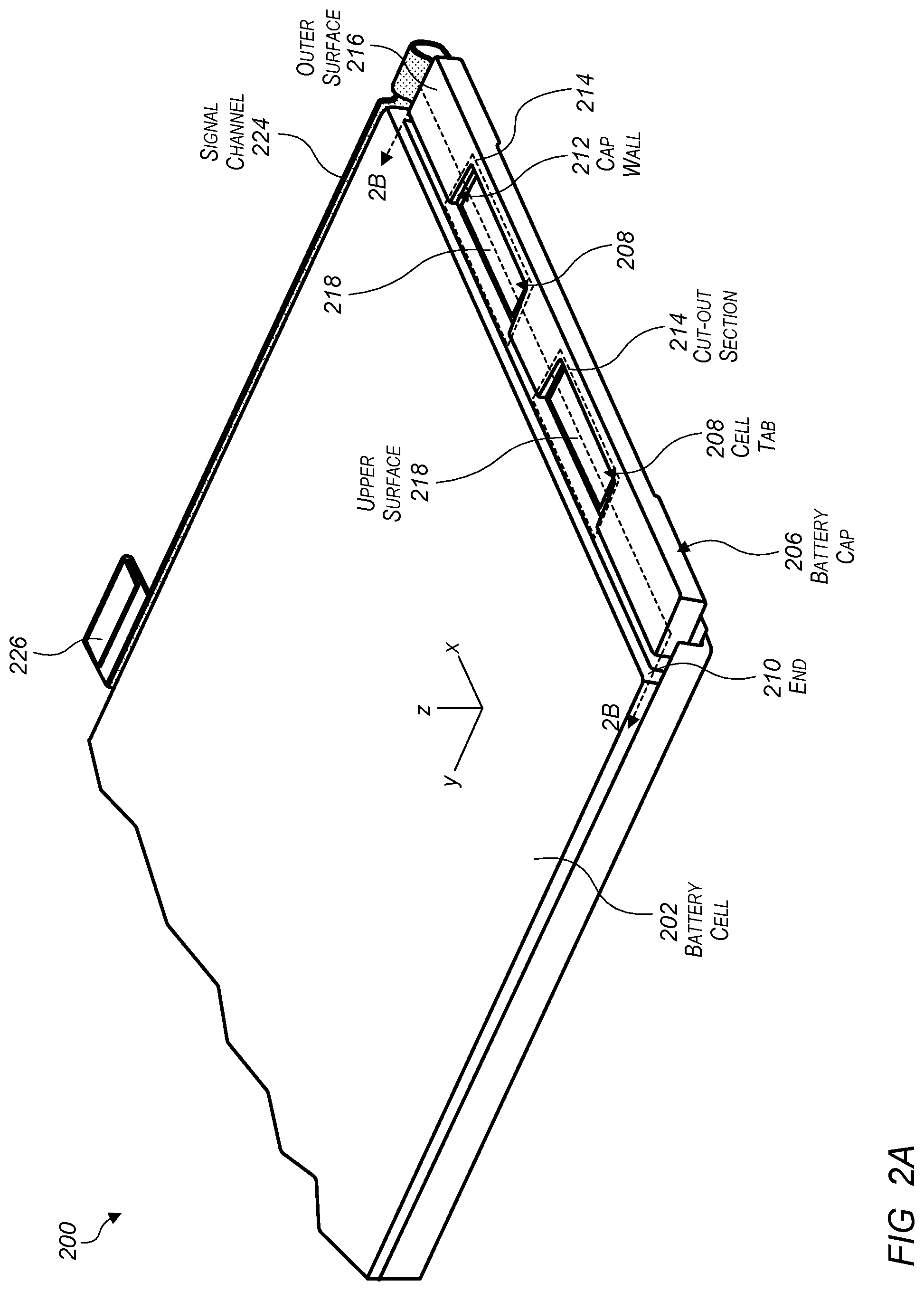 Patent US12315896 Figure 2 – Battery cap with cut-out sections