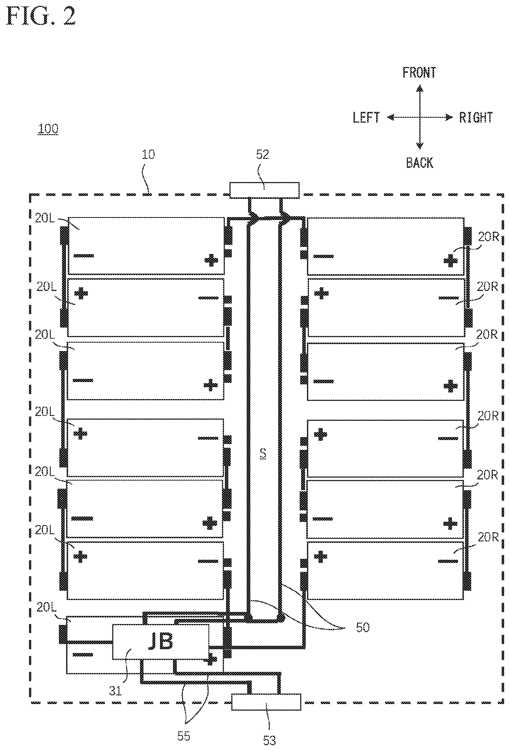 Patent US12315905 Figure 2 – Battery pack and vehicle