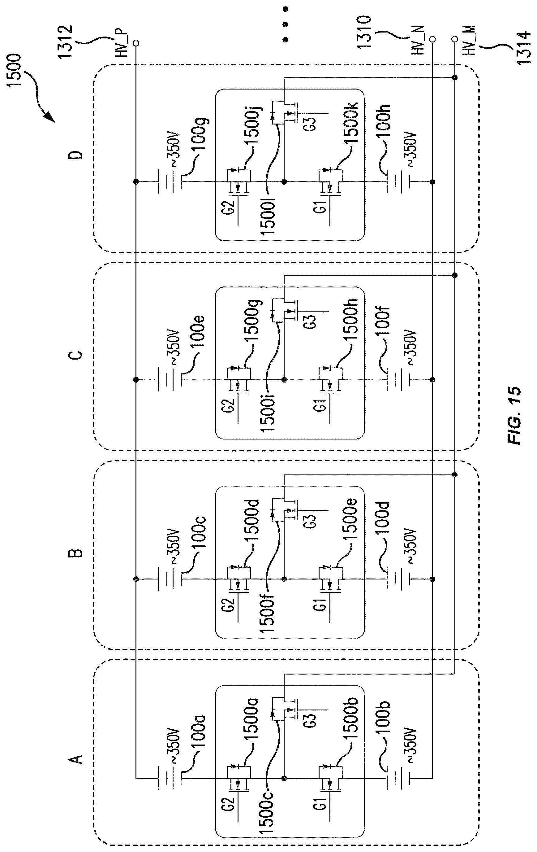 Patent US12315946 Figure 15 – Configurable vehicle battery backplane and modules and methods of operating the same
