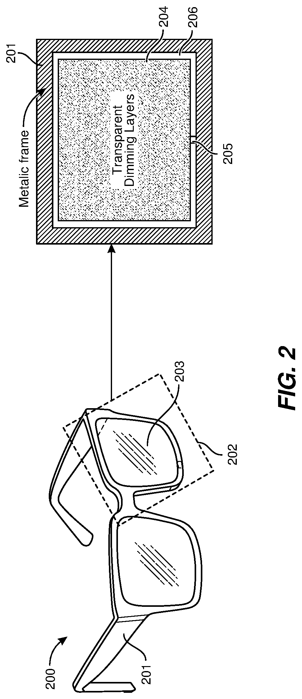 Patent US12315984 Figure 2 – Transparent antenna coexisting with other transparent structures in augmented reality glass lenses