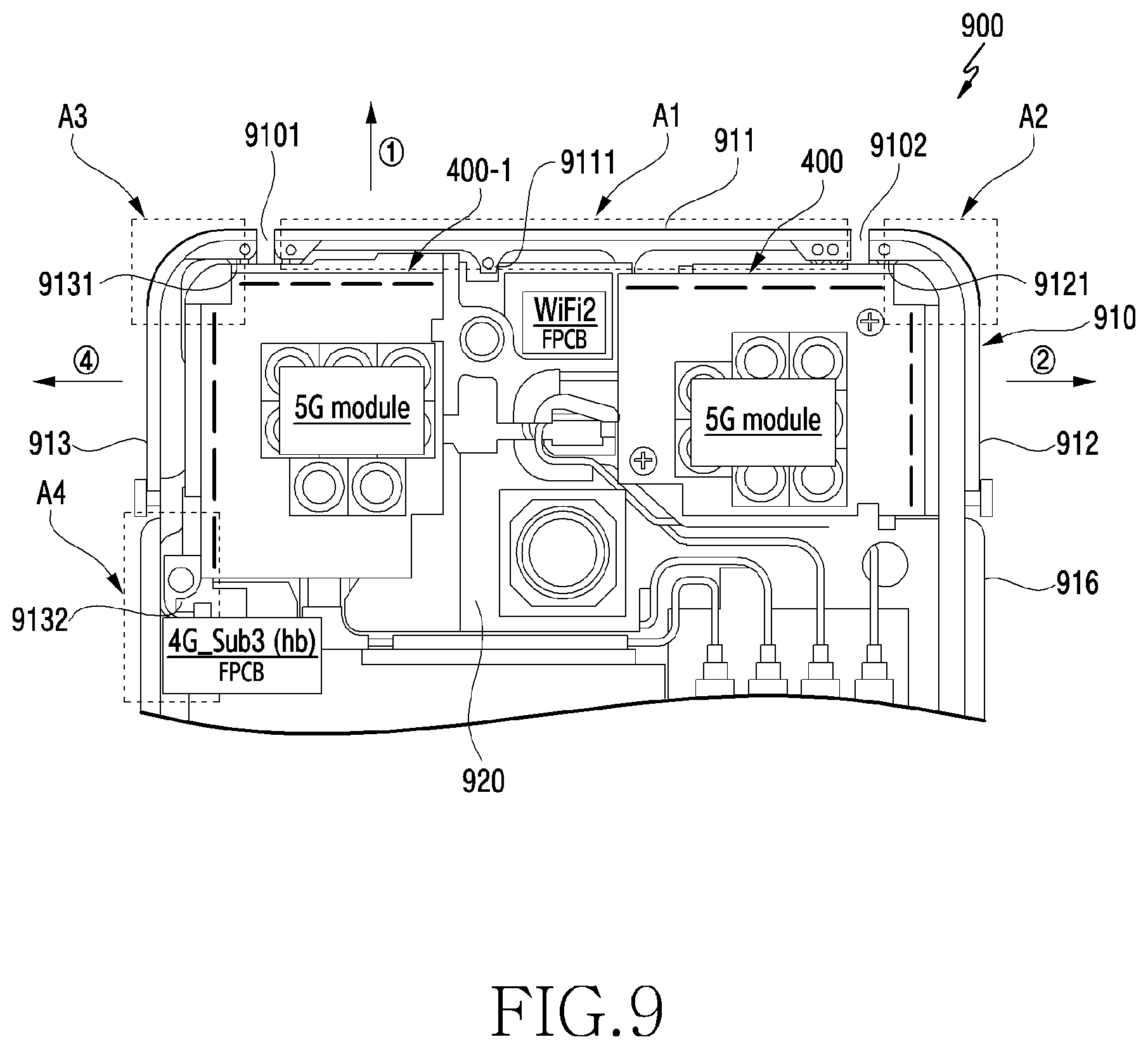 Patent US12315988 Figure 15 – Arrangement structure for communication device and electronic device including the same