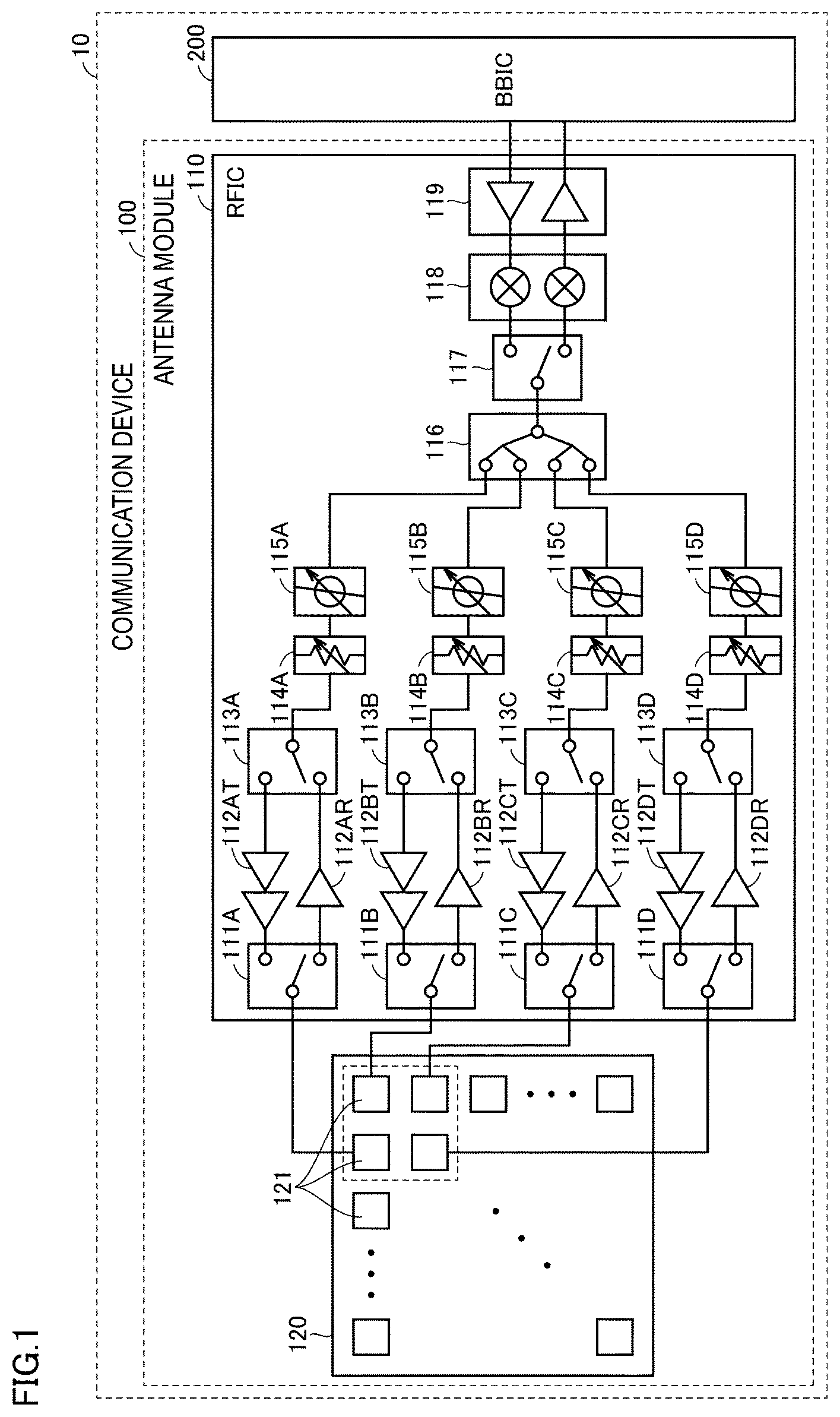 Patent US12315993 Figure 1 – Communication device including a pressing member in contact with a cover member and a dielectric substrate