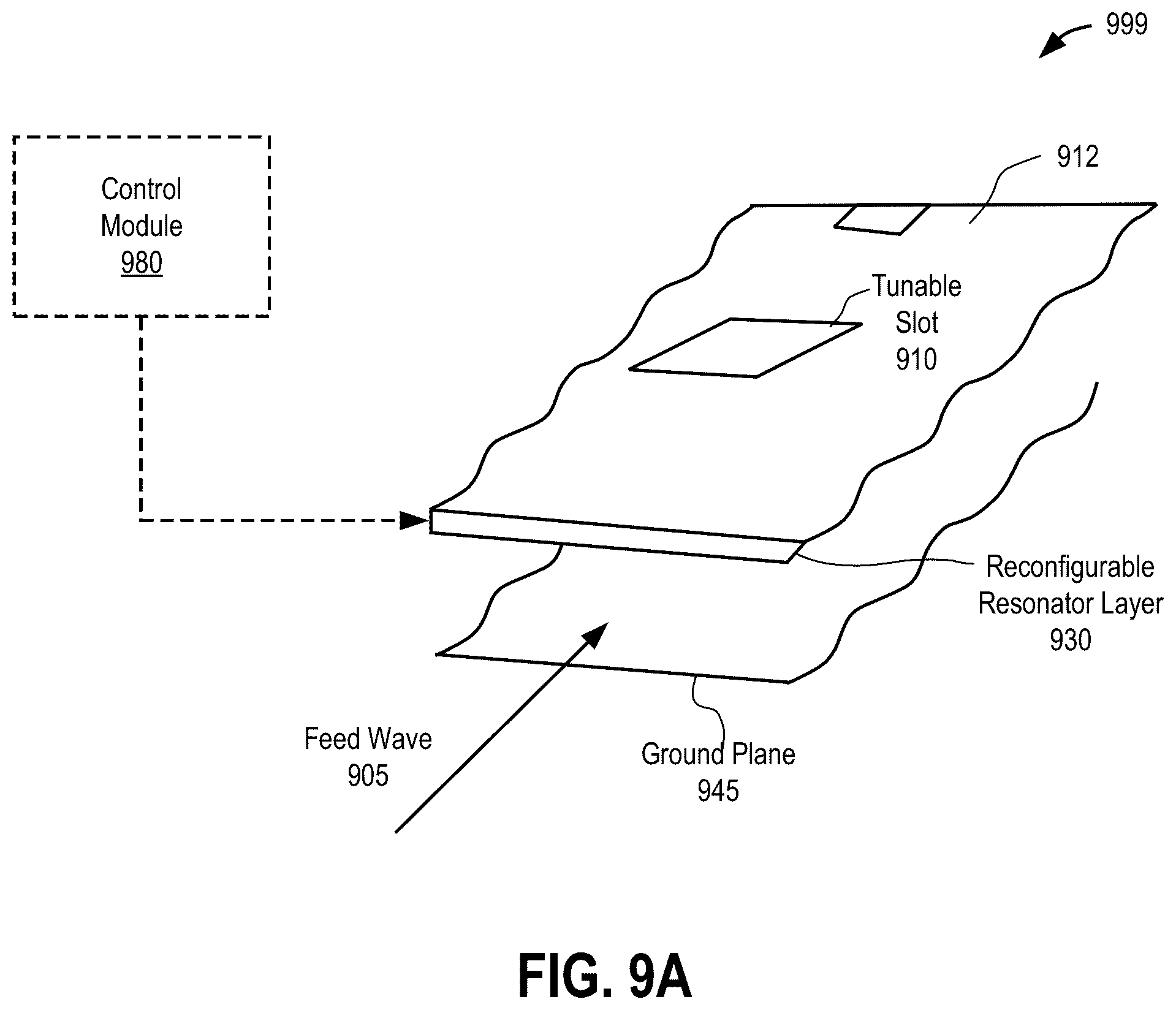 Patent US12316001 Figure 7 – Hybrid center-fed edge-fed metasurface antenna with dual-beam capabilities