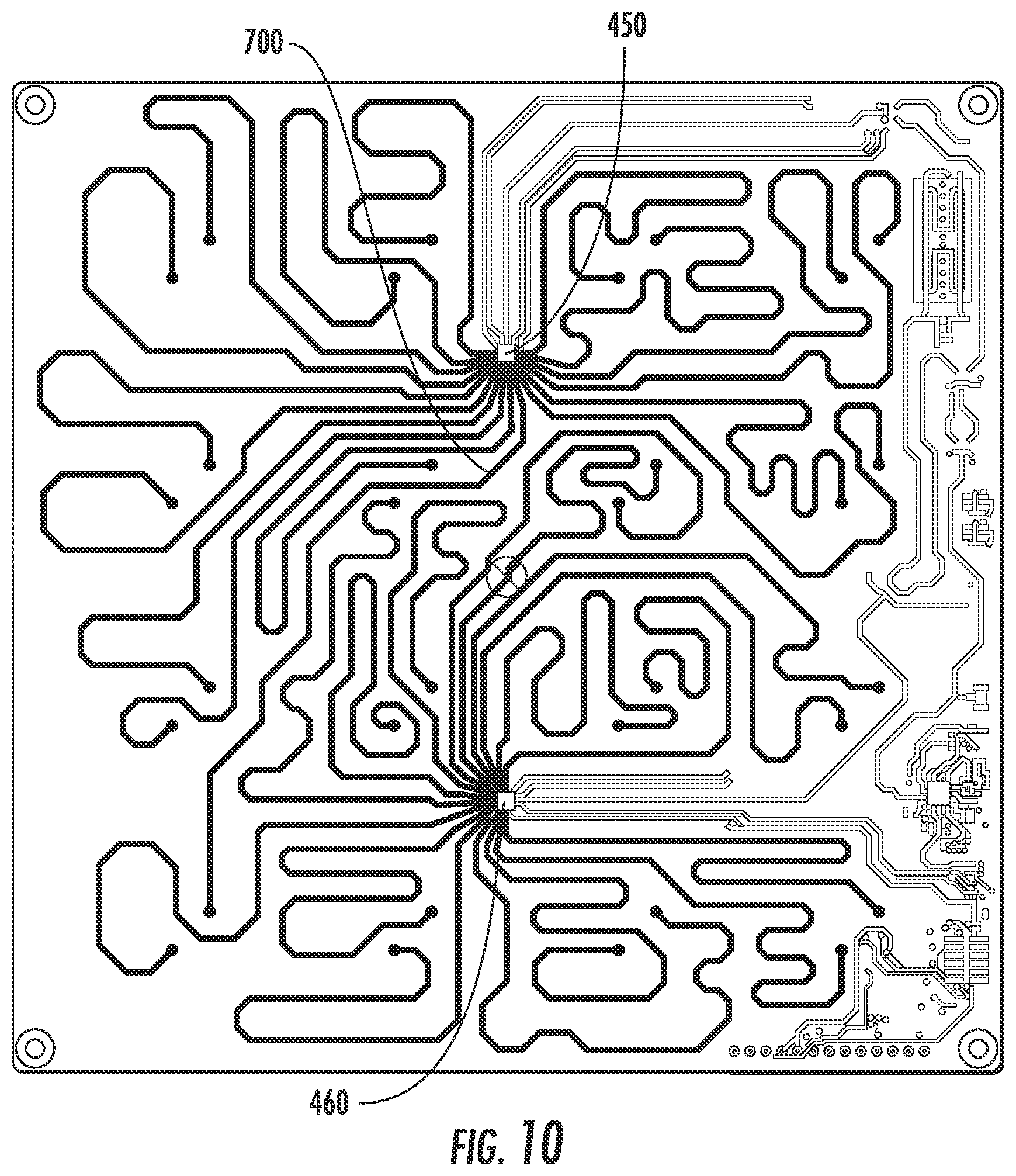 Patent US12316007 Figure 10 – Feeding circuit layout for 4 x 4 linear AoX arrays