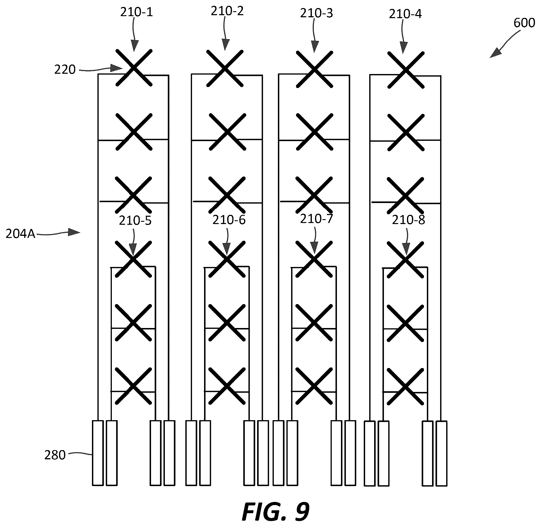 Patent US12316012 Figure 10 – Base station antennas having calibration circuit connections that provide improved in-column and/or adjacent cross-column isolation