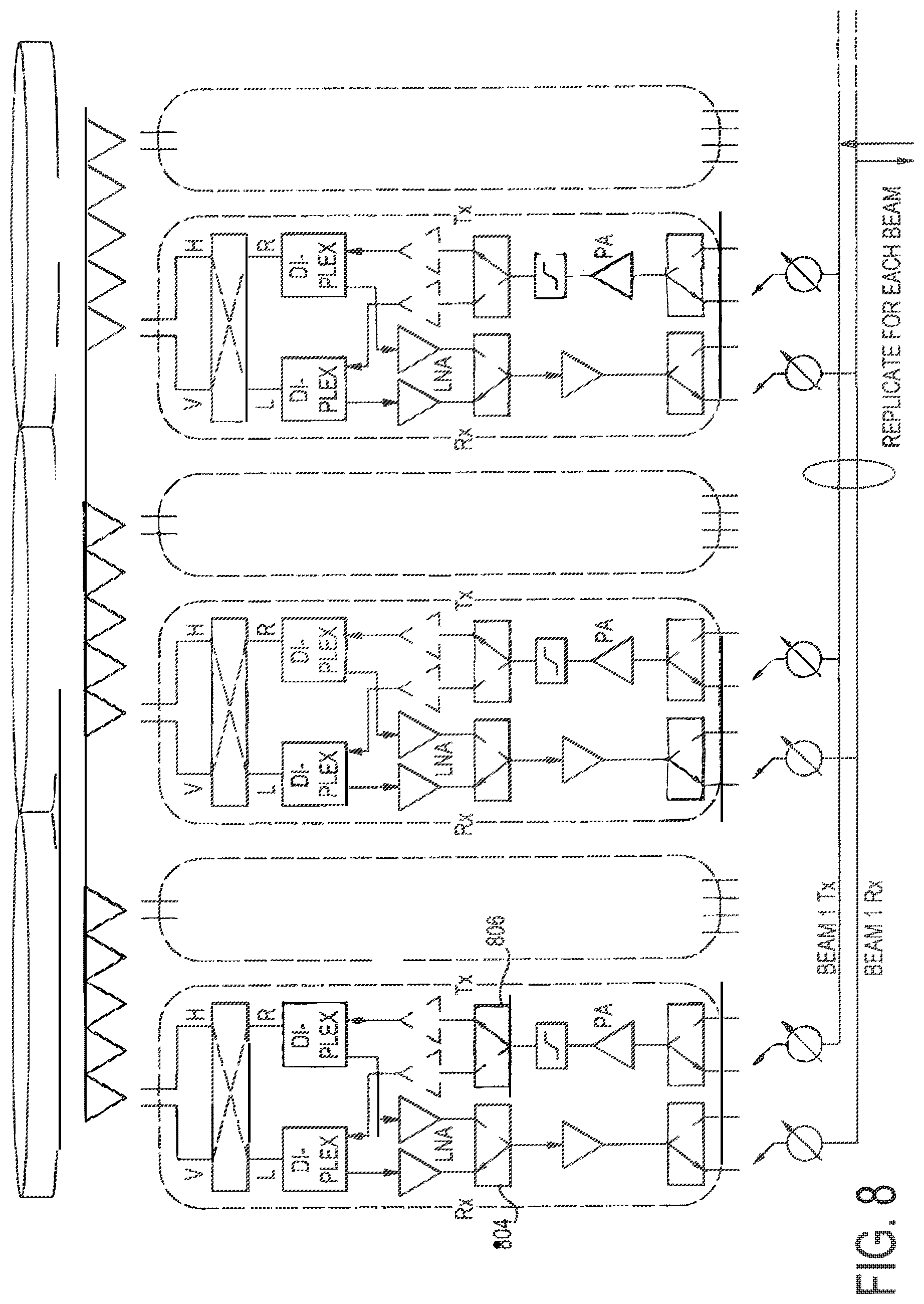 Patent US12316016 Figure 8 – Multi-band lens antenna system
