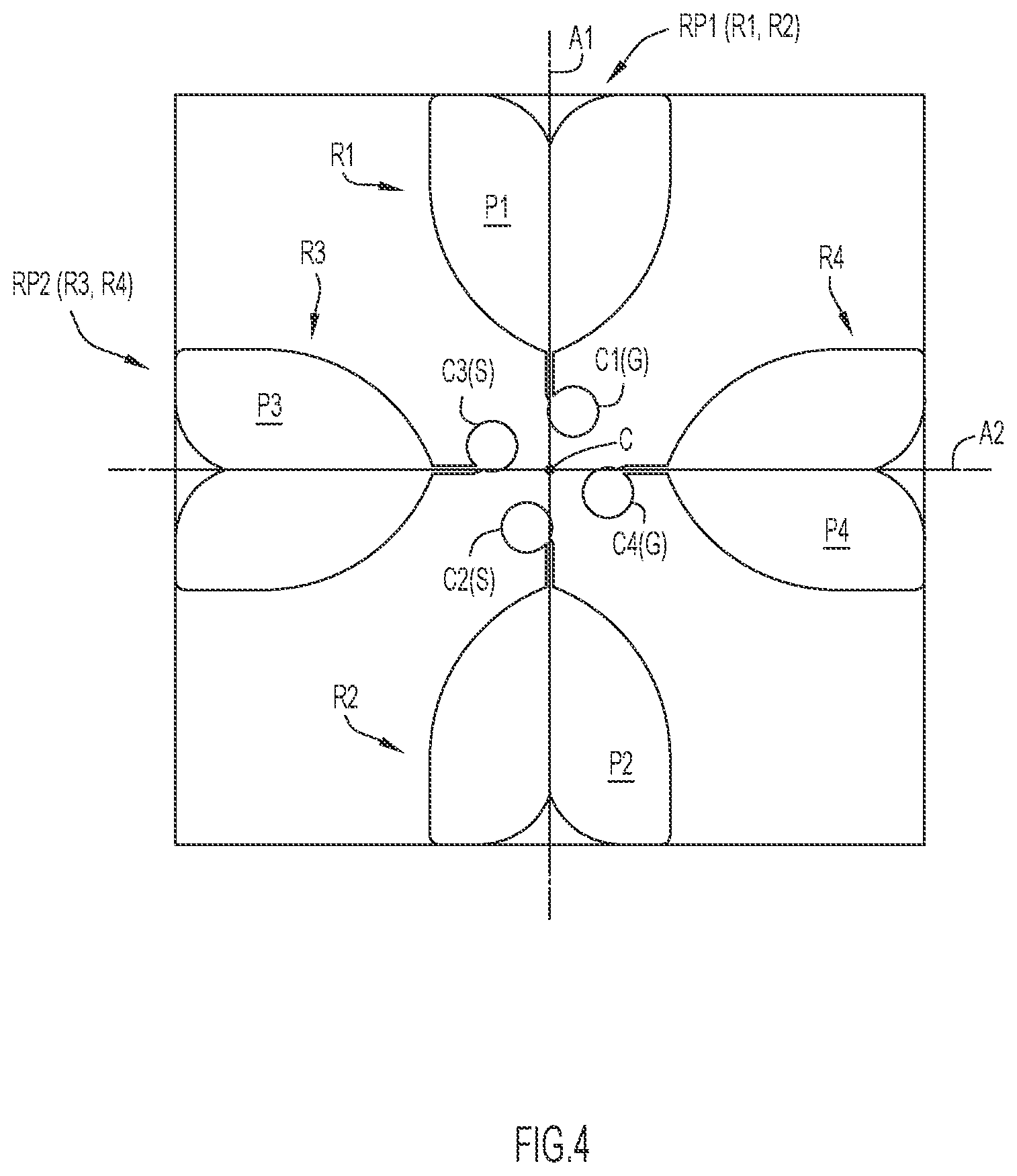 Patent US12316035 Figure 4 – Coincident phase center, microstrip fed, planar ultrawideband modular antenna