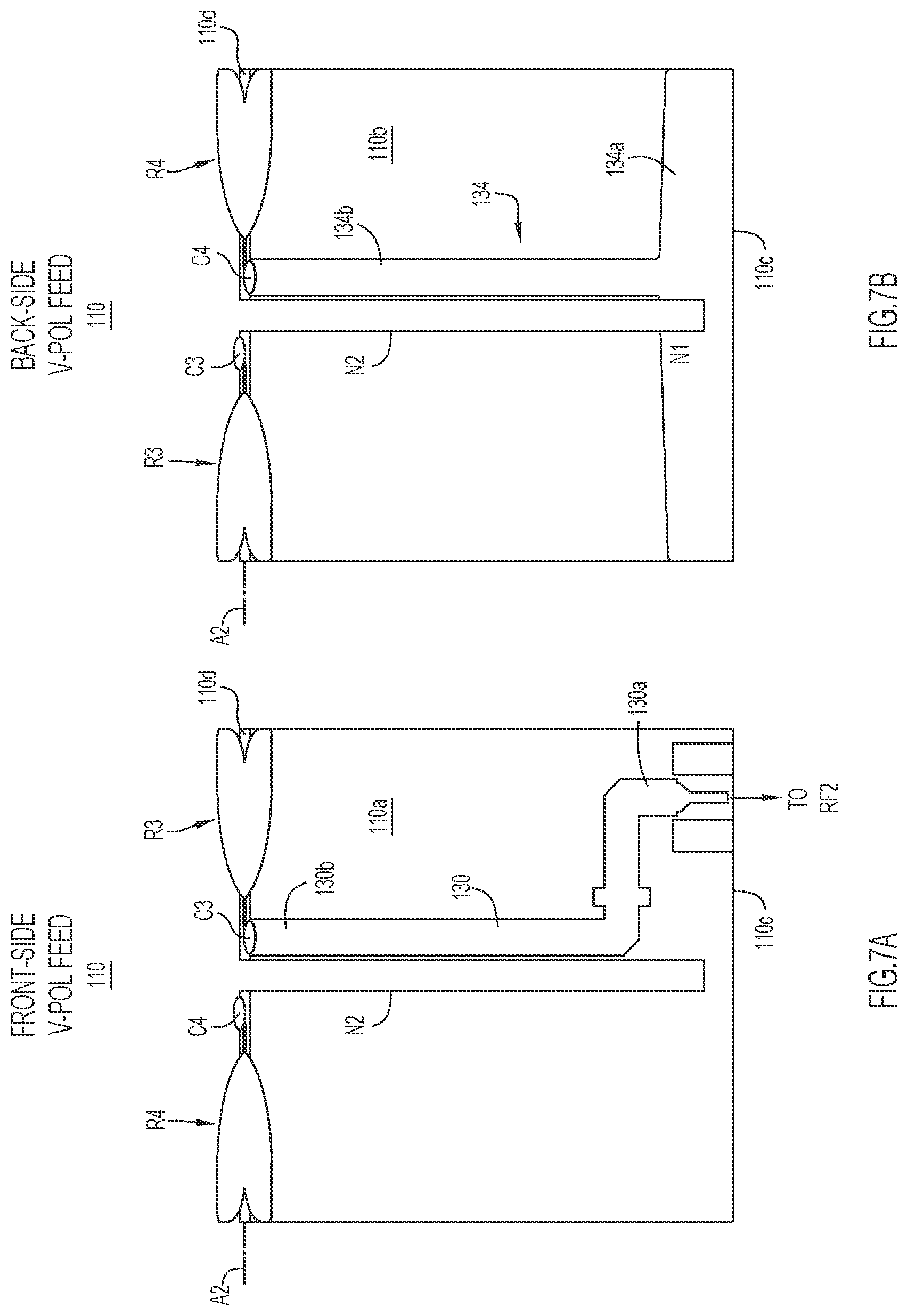 Patent US12316035 Figure 7 – Coincident phase center, microstrip fed, planar ultrawideband modular antenna