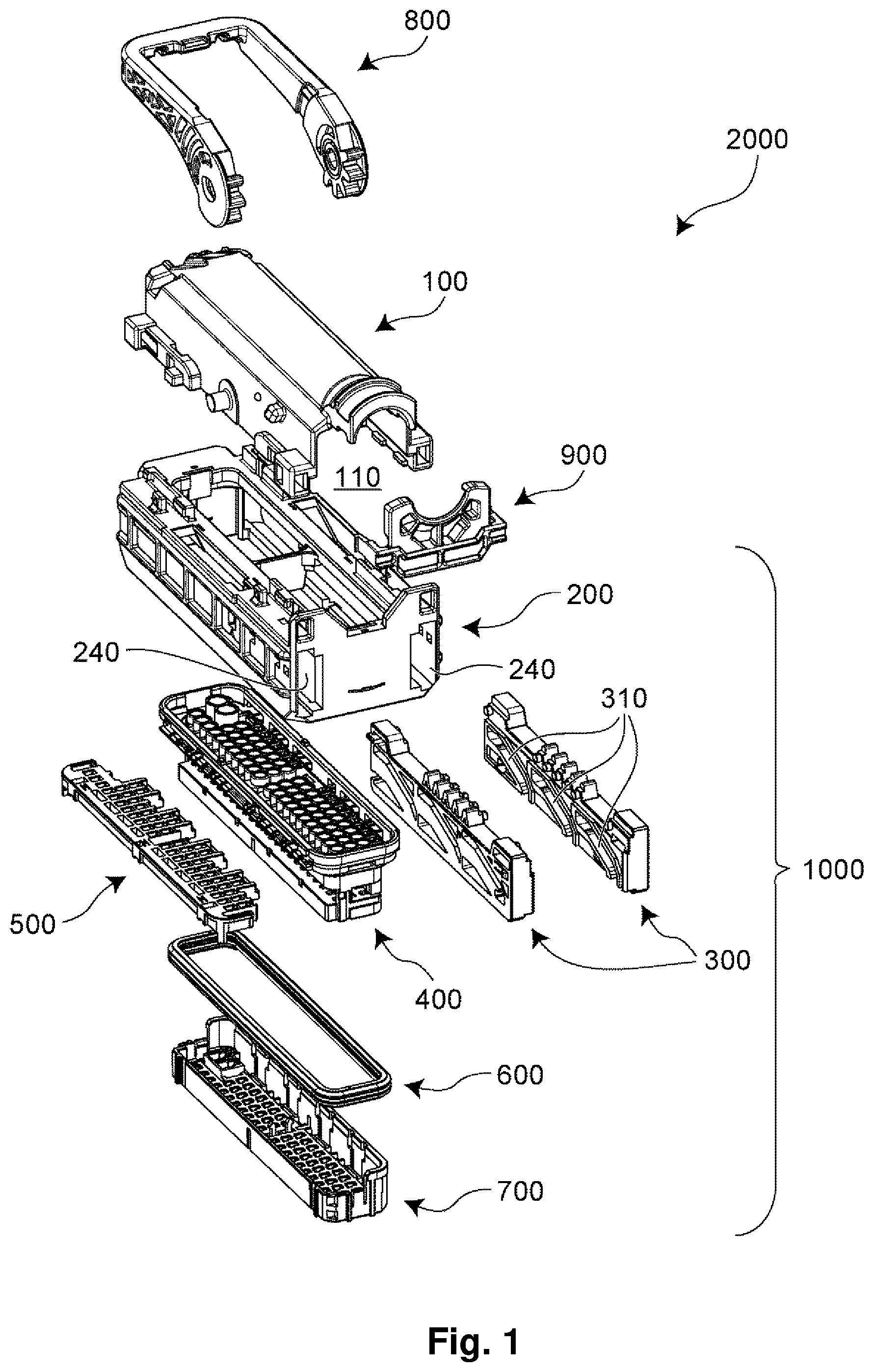 Patent US12316044 Figure 1 – Electrical connector with press-fit cover